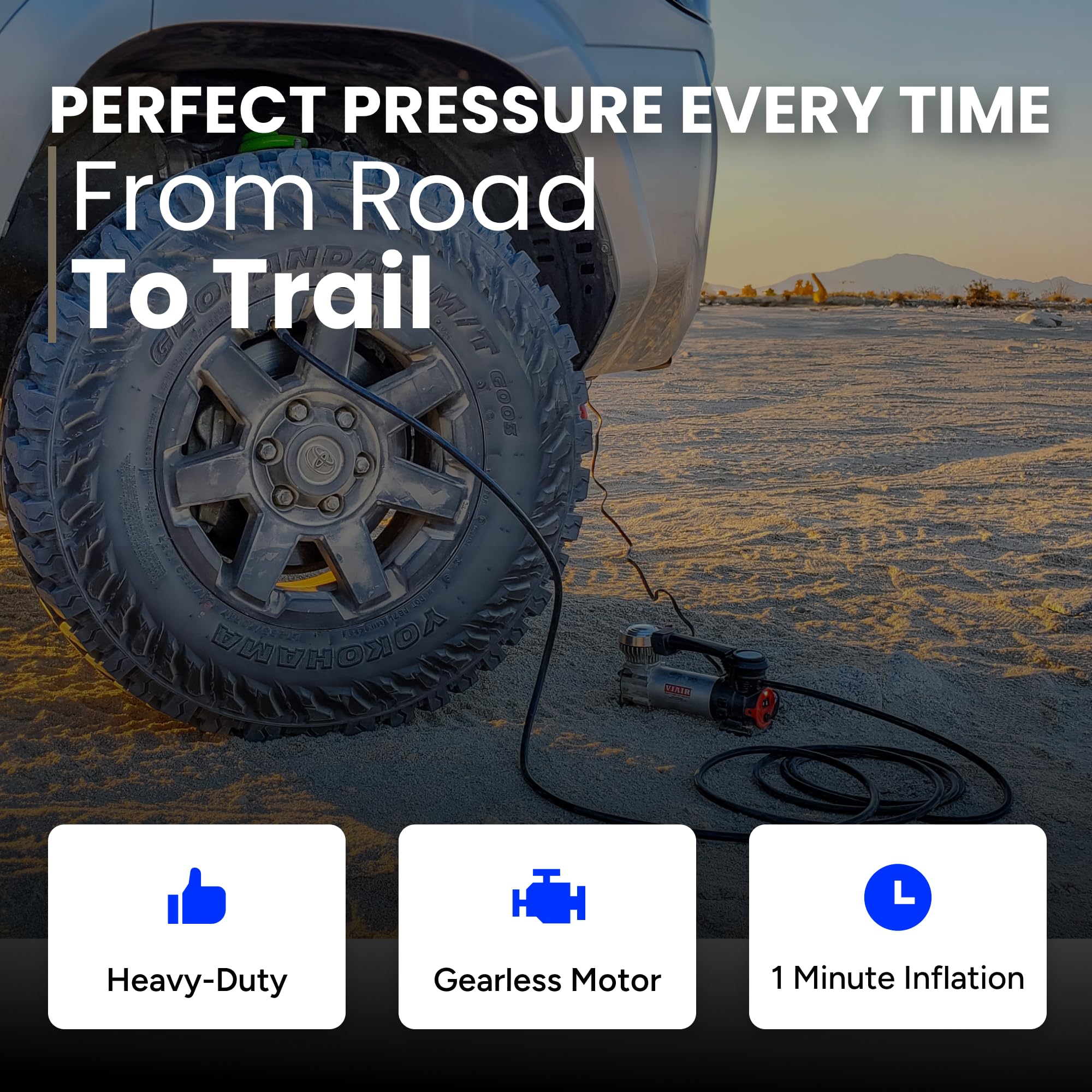 Digital VIAIR EVC85P - Portable Air Compressor Tire Inflator for Car, SUV & Truck | Preset Automatic Shut Off Feature | 12V Road Tire Pump Air Compressor 60 PSI