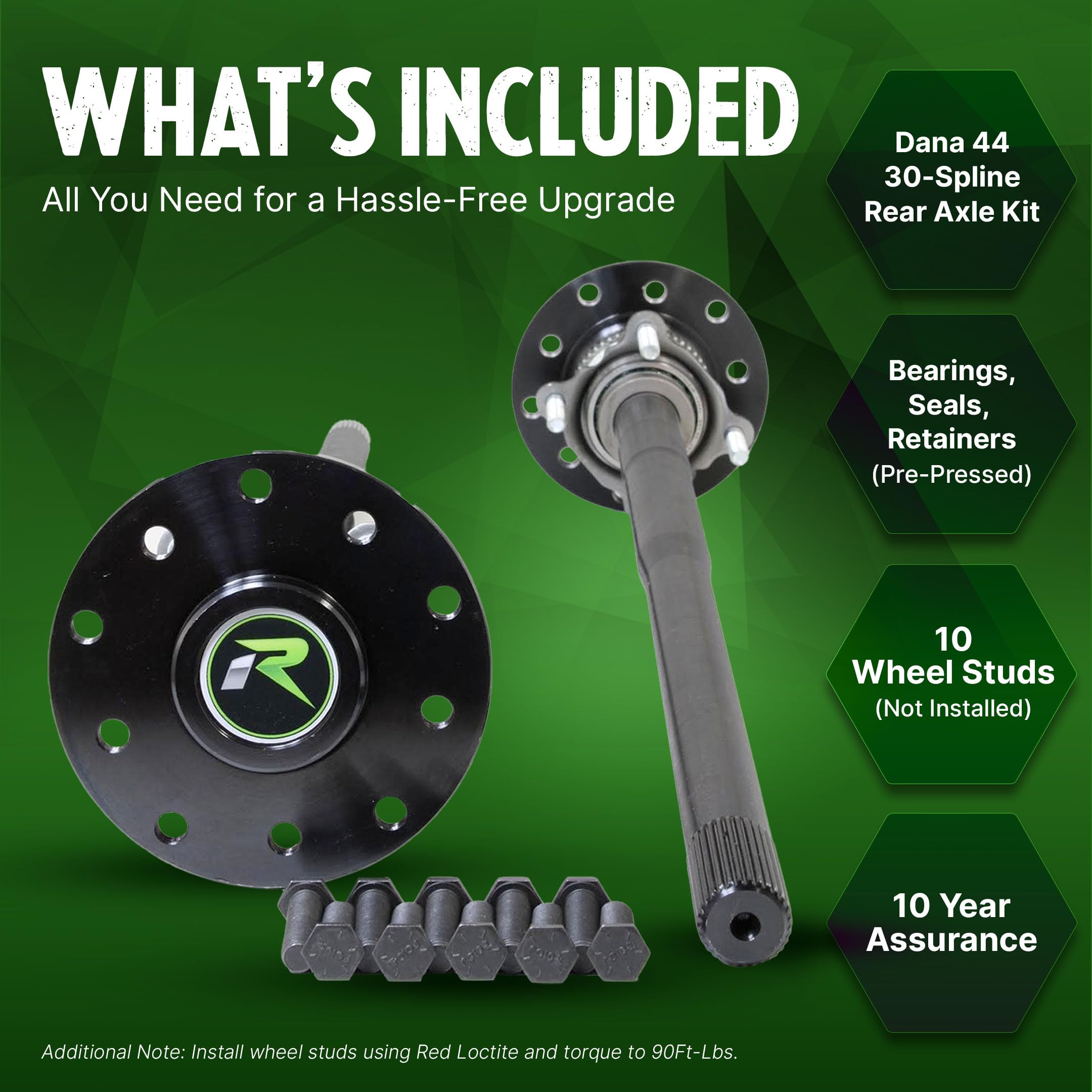 Revolution Gear & Axle Rear Axle Kit 4340 Chromoly Non-Rubicon Compatible with 2007-2018 Jeep Wrangler JK Sport & Sahara 30 Spline Fits Dana 44, High-Strength Heavy-Duty Performance & Durability
