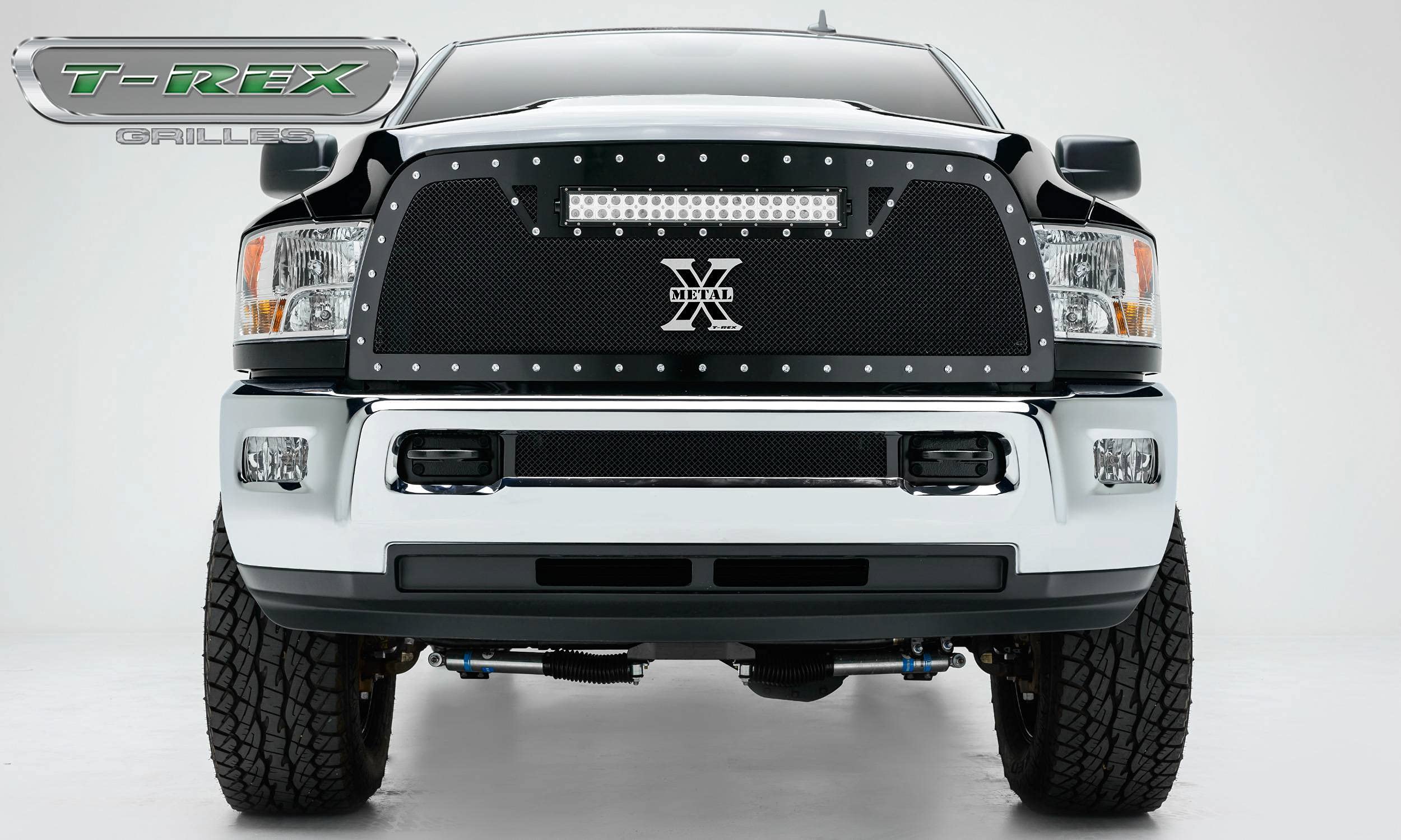 Torch Grille, 2010-2012 Ram 2500, 3500 Black, 1 Pc, Replacement, Chrome Studs with (1) 20" LED - PN #6314531