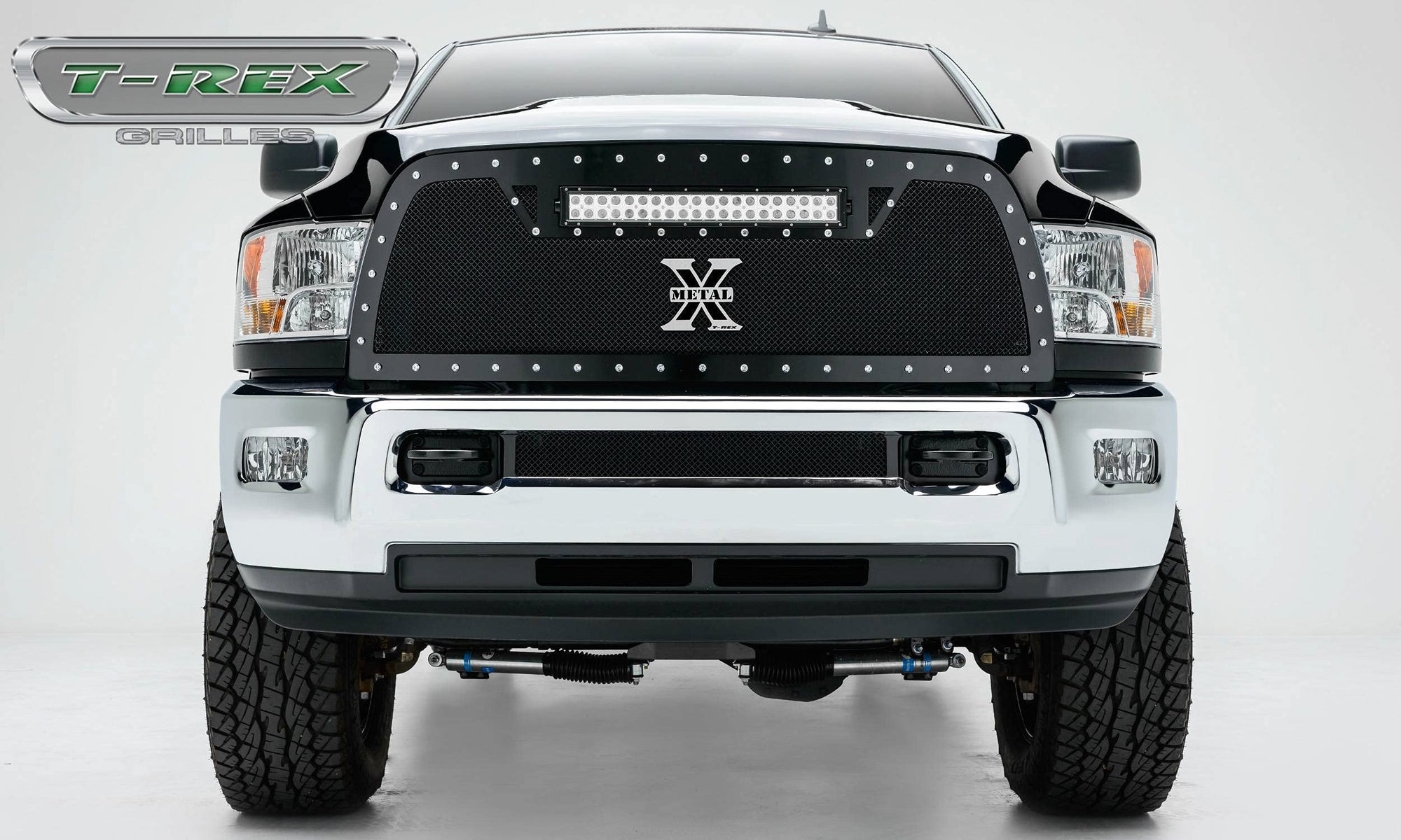 Torch Grille, 2010-2012 Ram 2500, 3500 Black, 1 Pc, Replacement, Chrome Studs with (1) 20" LED - PN #6314531