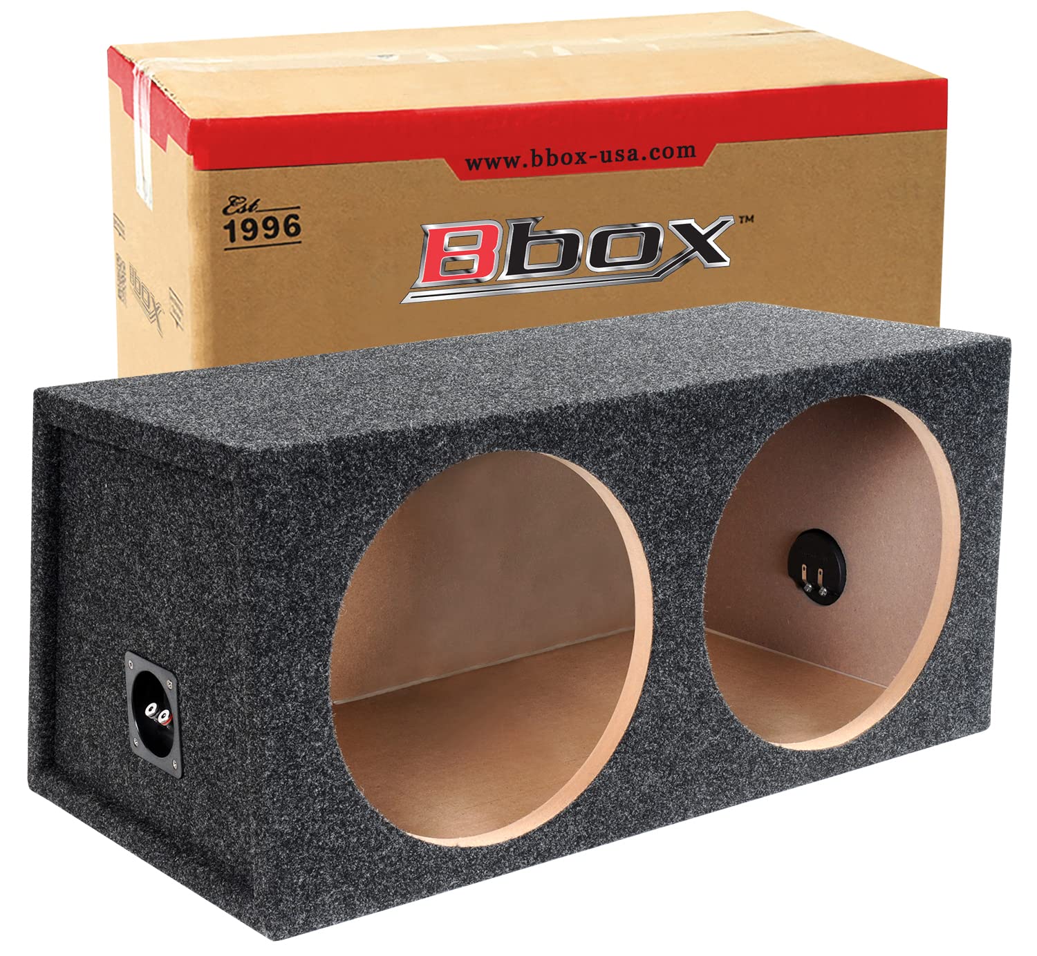 Atrend Dual Sealed 15" Subwoofer Enclosure Bbox - Pro Audio Tuned Dual Sealed Car Subwoofer Boxes & Enclosures - Premium Subwoofer Box Improves Audio Quality, Sound & Bass - Nickel Finish Terminals