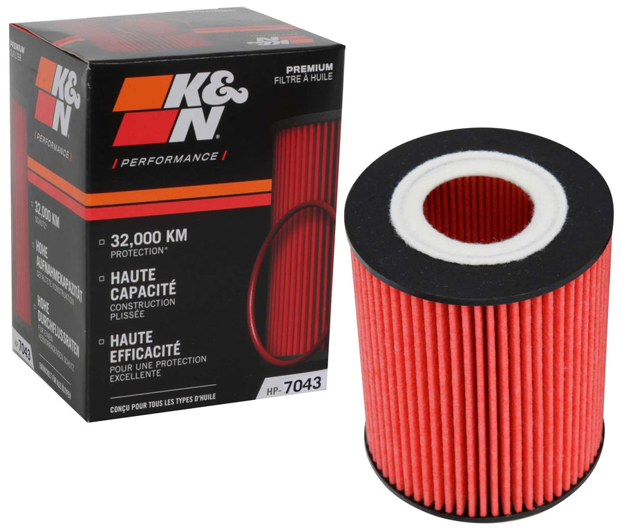 K&N Oil Filter Premium: 20,000 Mile Engine Protection, High Capacity/High Efficiency: Compatible with 2016-2023 FORD/LAND ROVER: (See Product Description for Select Models) HP-7043