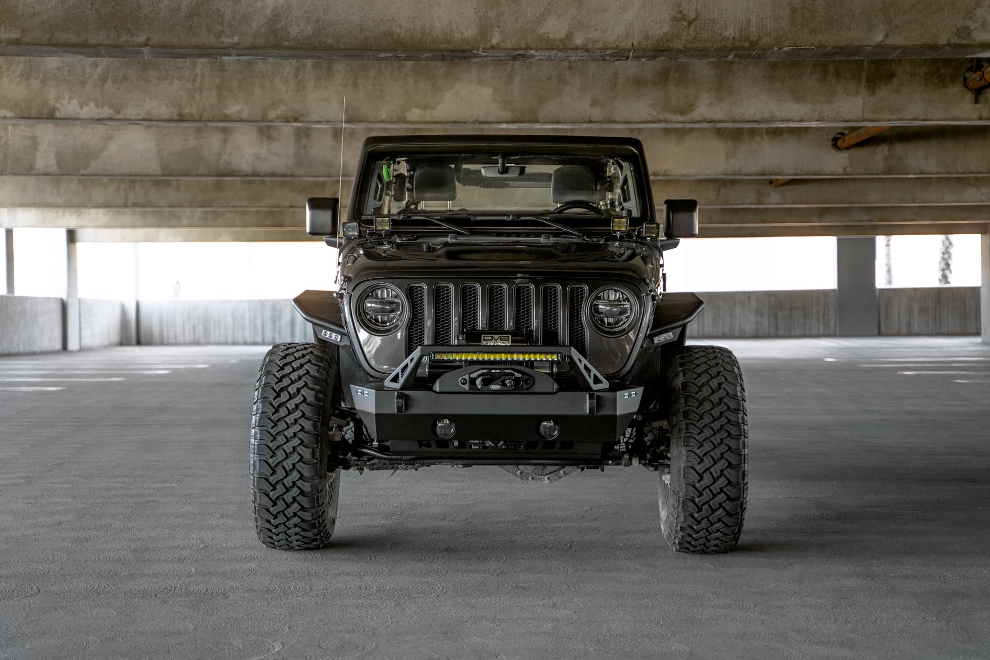 DV8 Offroad FS-25 Front Stubby Bumper for the 2007-2025 Jeep Wrangler JL/JK & Gladiator JT | Plated Bolt-On Bull Bar | Fog Light Mounts | Winch Mount Compatible With Multiple Sizes