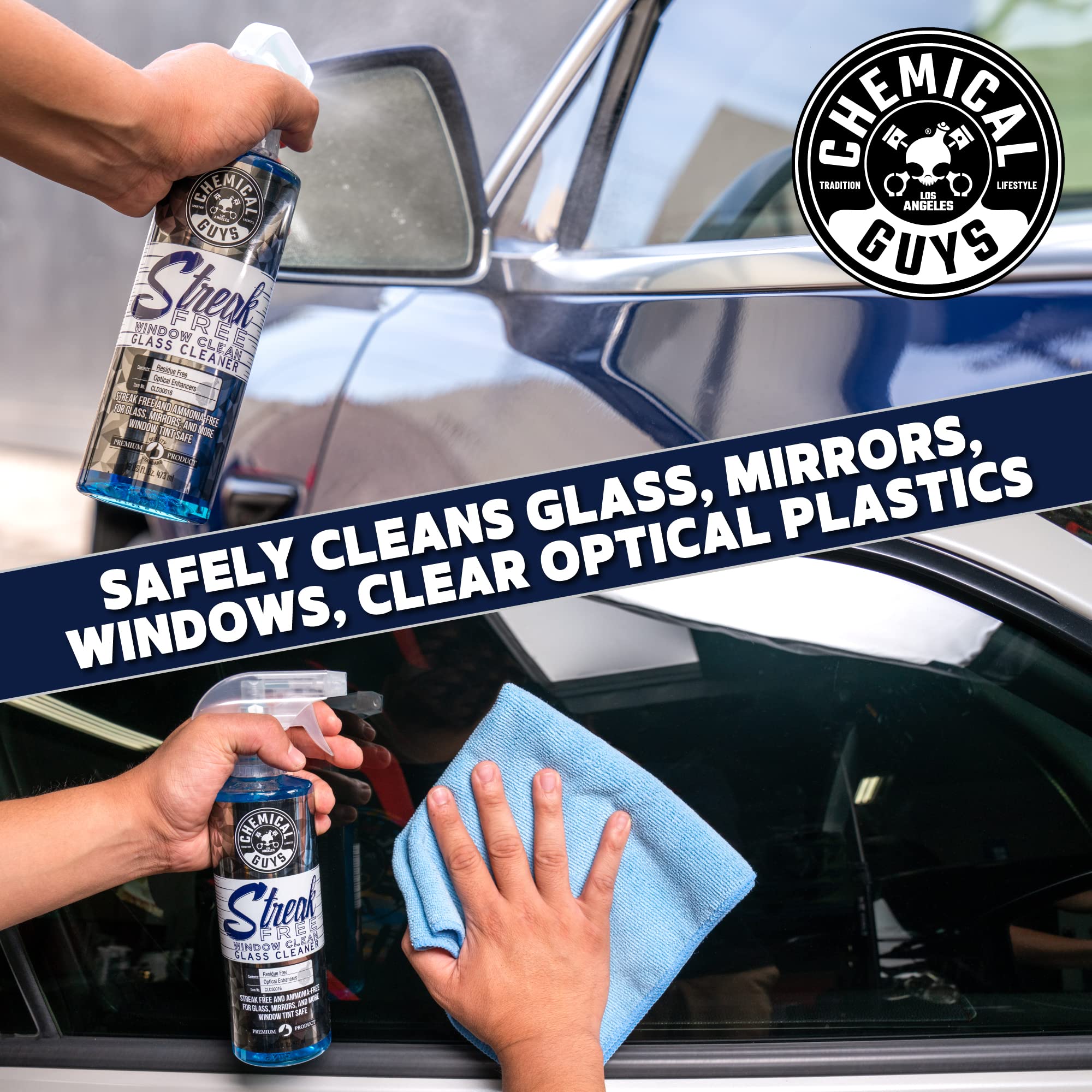 Chemical Guys CLD300 Glass & Window Cleaner Streak Free (Works on Glass, Windows, Mirrors, Navigation Screens & More; Car, Truck, SUV and Home Use), Ammonia Free & Safe on Tinted Windows, 128 fl oz