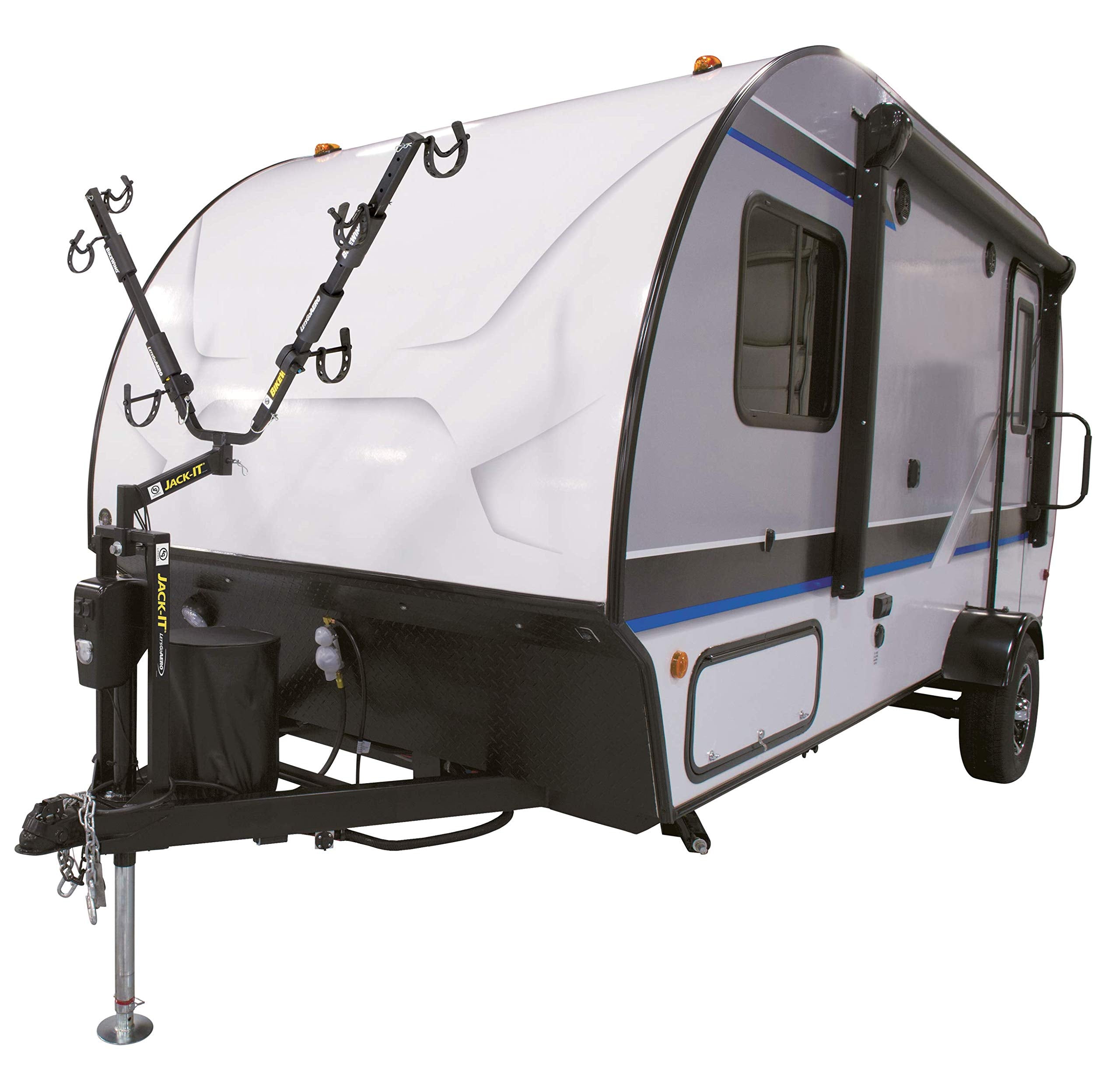 Lippert Double BikeWing Bike Rack Carrier for Trailers and Towing Vehicles, 2 Bikes, Adjustable Wheel Cradles, Sway Control Technology, Fits Most Adult, Kids Bicycle Frames, 80 lbs. Capacity - 731137