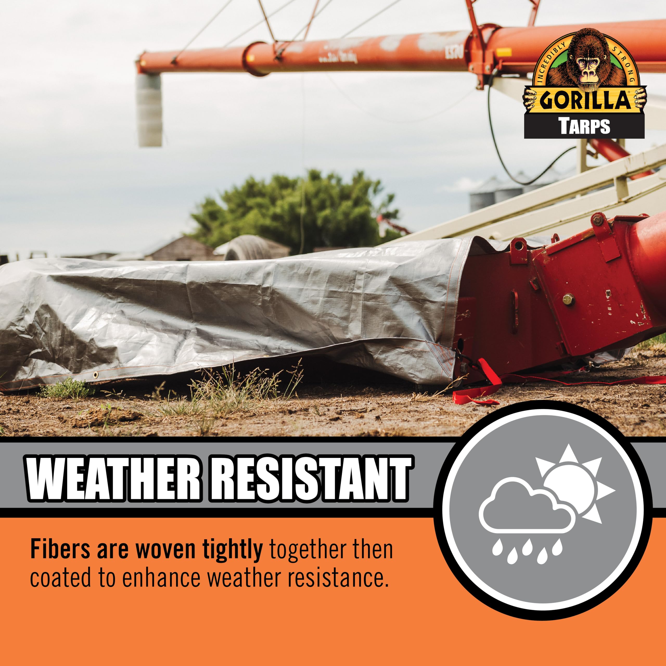 Max Tough Gorilla Tarp 10x14 ft Heavy-Duty 14 MIL Poly, 16x16 Weave, UV Treated, Triple Layer Hems, Brass Grommets Every 3 ft, D-Ring Corners, Tear & Water Resistant, All-Weather Outdoor Cover
