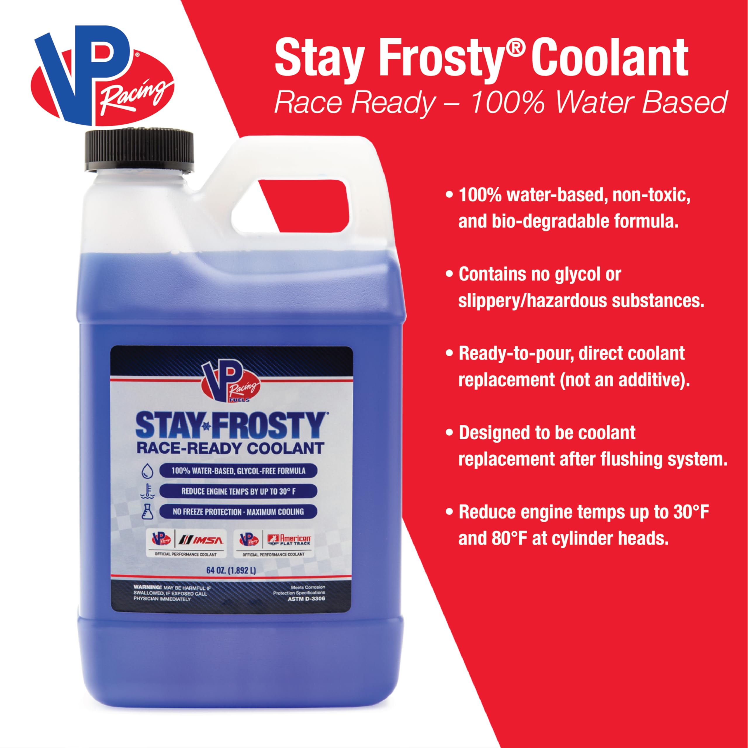 Stay Frosty VP Racing 23051 – Race-Ready Coolant with 100% Water-Based Formula - Gallon (Pack of 1)