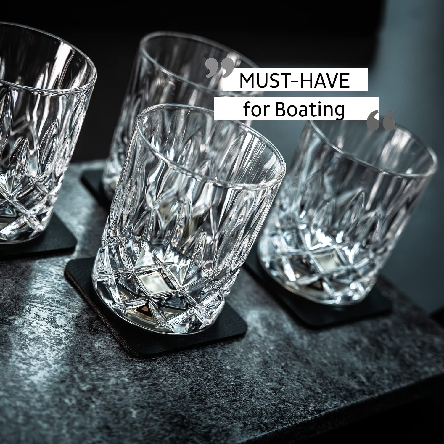 silwy® Whisky Magnet-Kristallgläser 4er Set inkl. vier wiederverwendbaren Metall-Nano-Gel-Pads - rutschfeste Magnetgläser für Camping, Caravaning und Boating COG: 0 / Price: 98,95