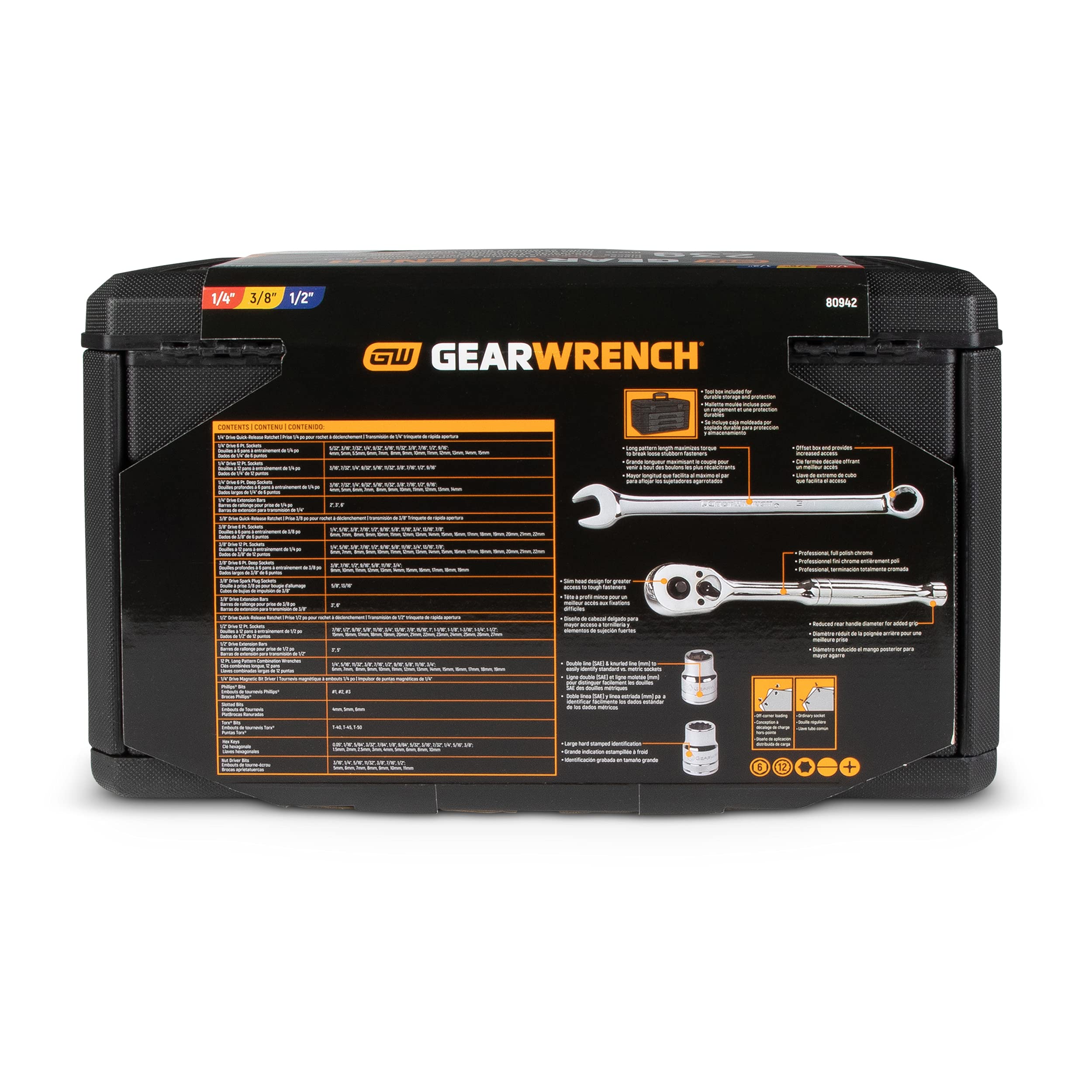 Mechanics Tool Set GEARWRENCH 239 Pc. 1/4, 3/8, 1/2 - 80942
