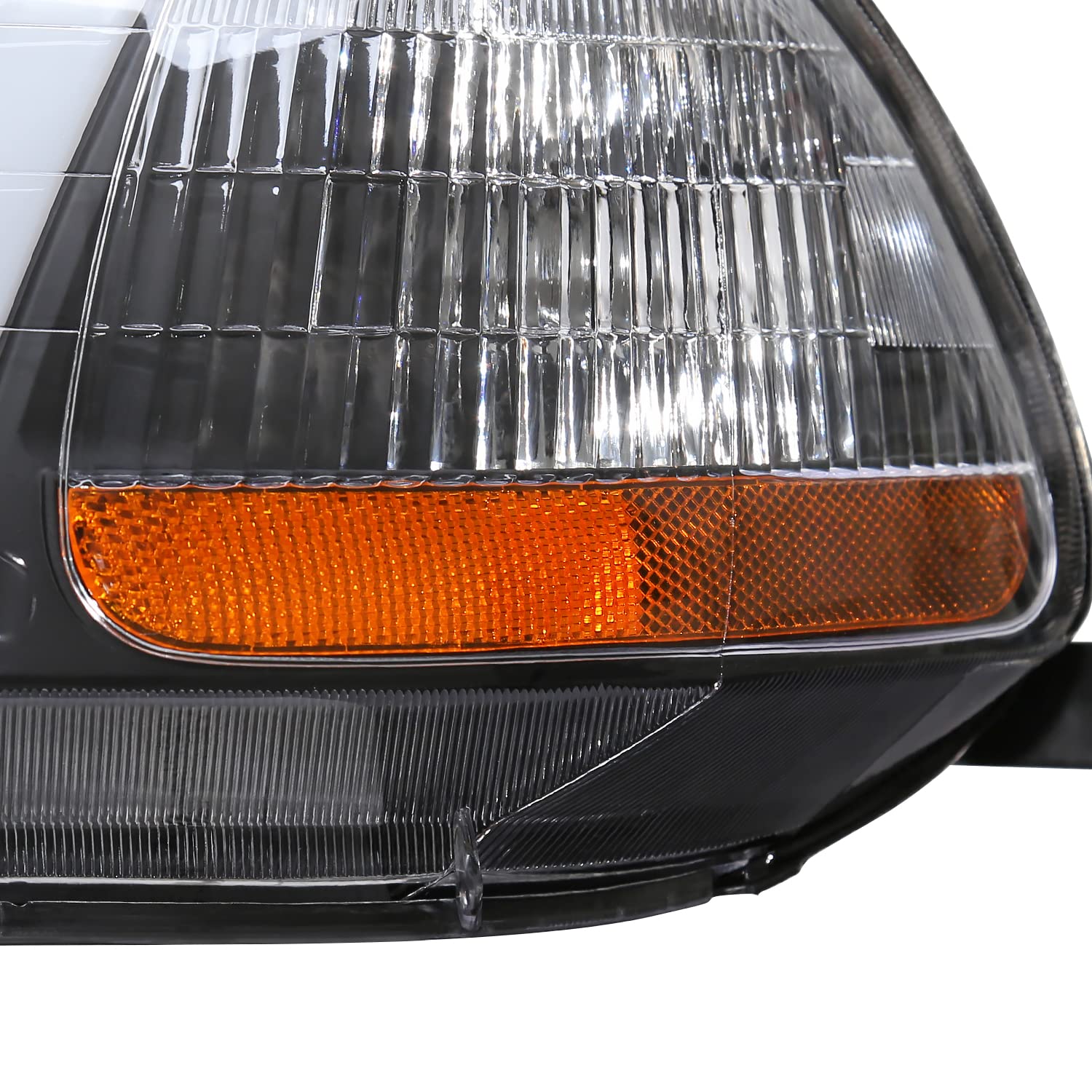 Black Headlights w/LED Tube Bar SPEC-D TUNING Compatible with 1996-1998 Honda Civic 2/4Dr