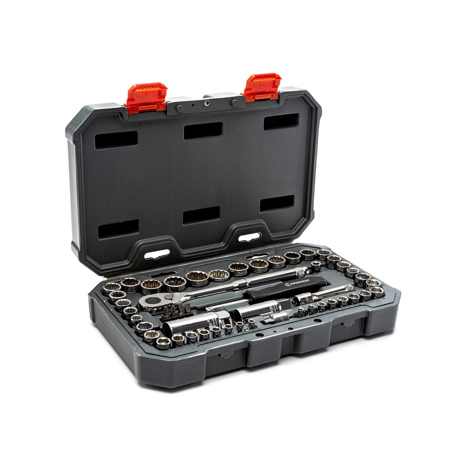 Crescent 50 Pc 6 & 12 Point SAE/Metric Mechanics Tool Set 1/4 and 3/8" Drive - CSWS13C