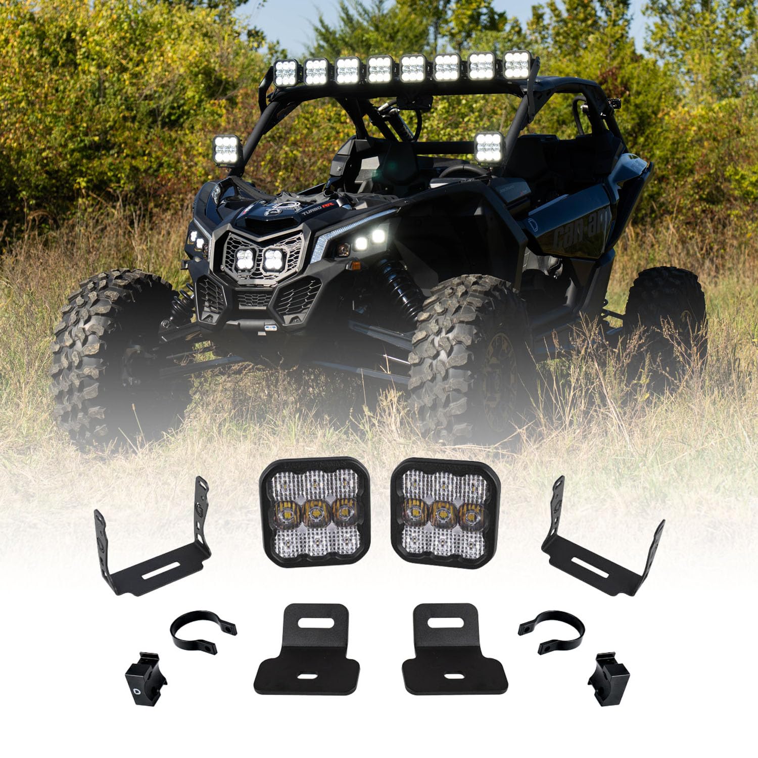Stage Series Diode Dynamics A-Pillar Pod Kit compatible with Can-Am Maverick X3 2017-2025, SS5 Sport White Combo