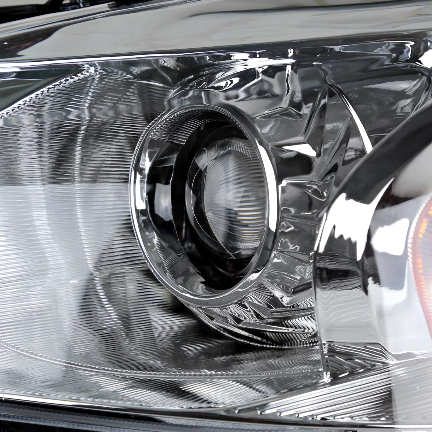 Chrome Projector Headlights SPEC-D TUNING Compatible with 2013-2015 Nissan Altima Sedan, Left + Right Pair Headlamps Assembly