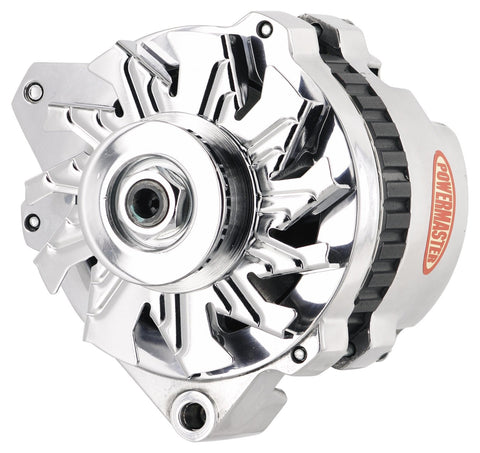 Alt GM CS130 Powermaster Polish 140A 1V Pulley Offset Left MTG Side BAT Post 1-Wire or OE Hookup