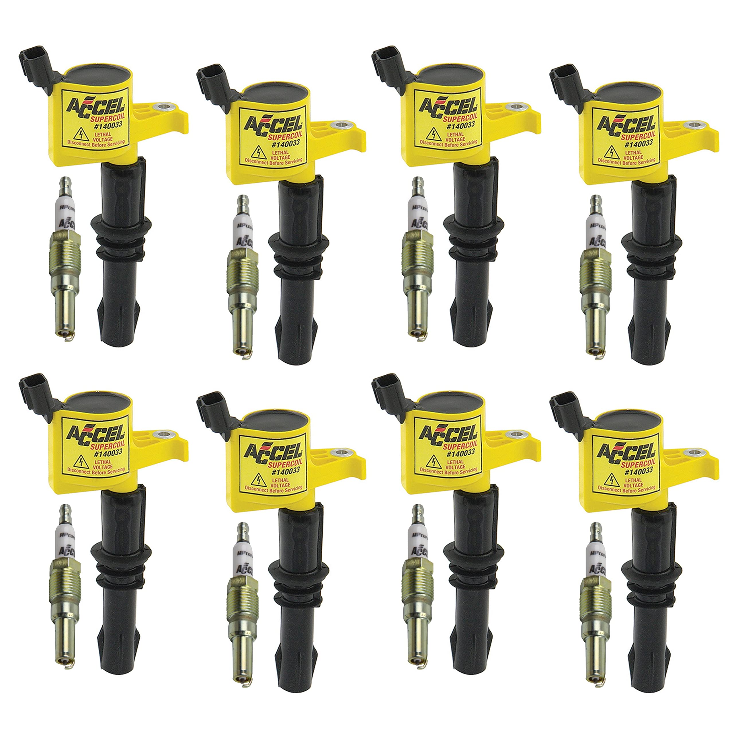 ACCEL Ignition Upgrade Kit 811433- 2004-2008 Ford 4.6L/5.4L/6.8L 3-Valve egines, Yellow, 8-Pack