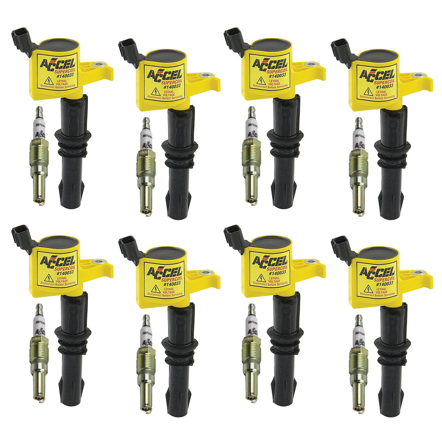 ACCEL Ignition Upgrade Kit 811433- 2004-2008 Ford 4.6L/5.4L/6.8L 3-Valve egines, Yellow, 8-Pack