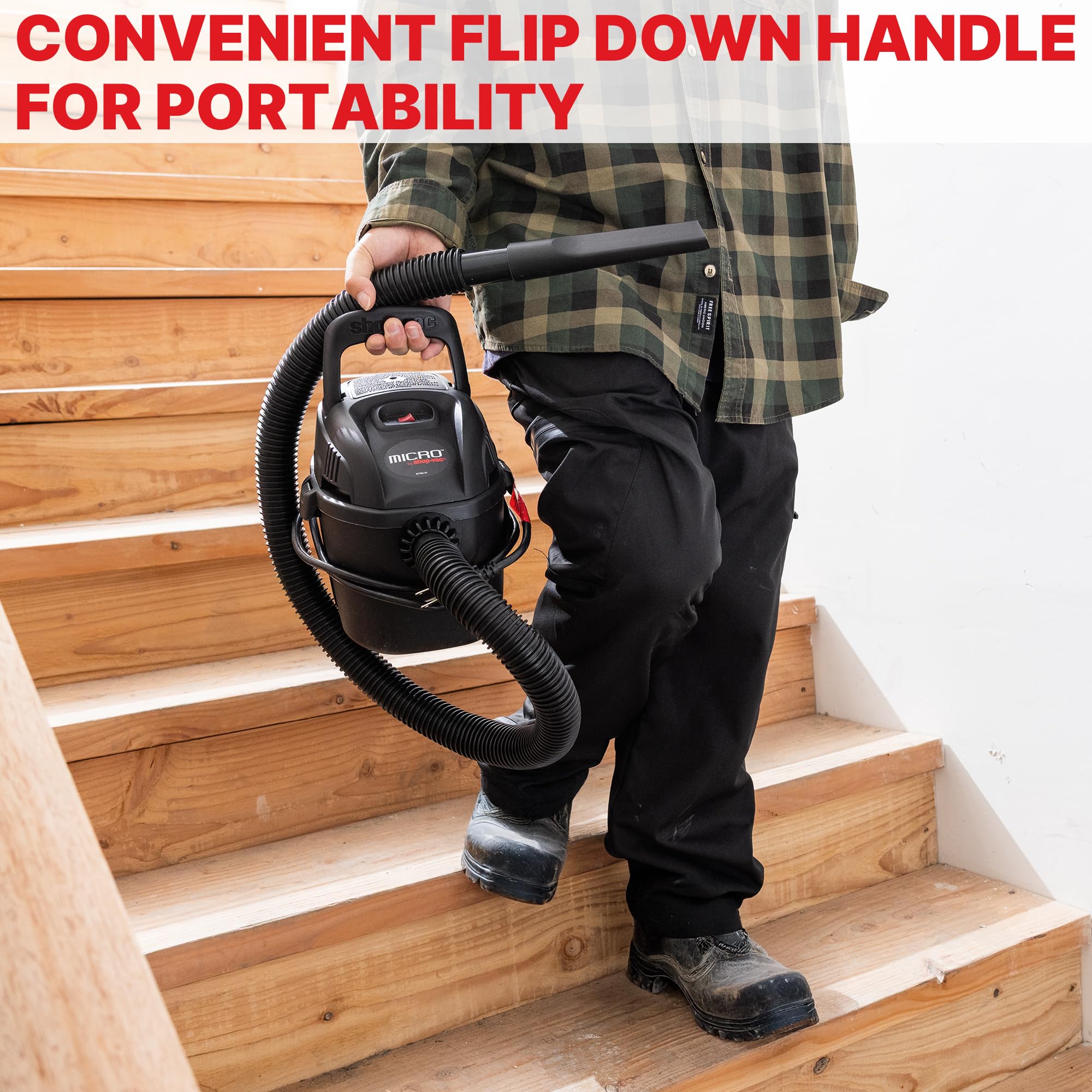 1 Gallon Shop-Vac Micro Wet/Dry Vacuum 2021005, 1.0 Peak HP, 1.25 Inch Diameter x 4 Foot Hose, 6 Food Cord, Lightweight And Portable, Quick Wet/Dry Pickup