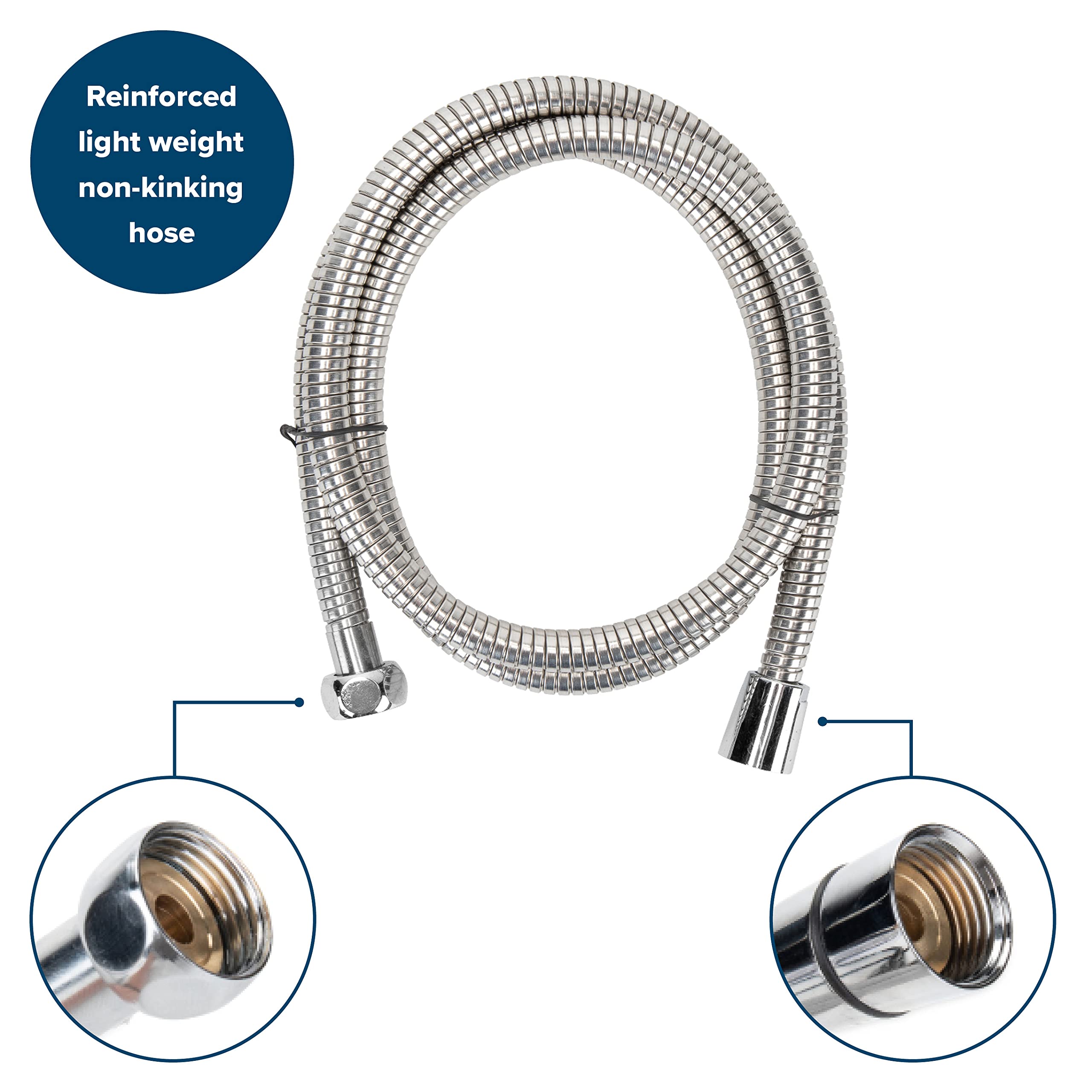 RV Shower Head Kit Camco 43713 with On/Off Switch and 60" Flexible Shower Hose (Chrome)