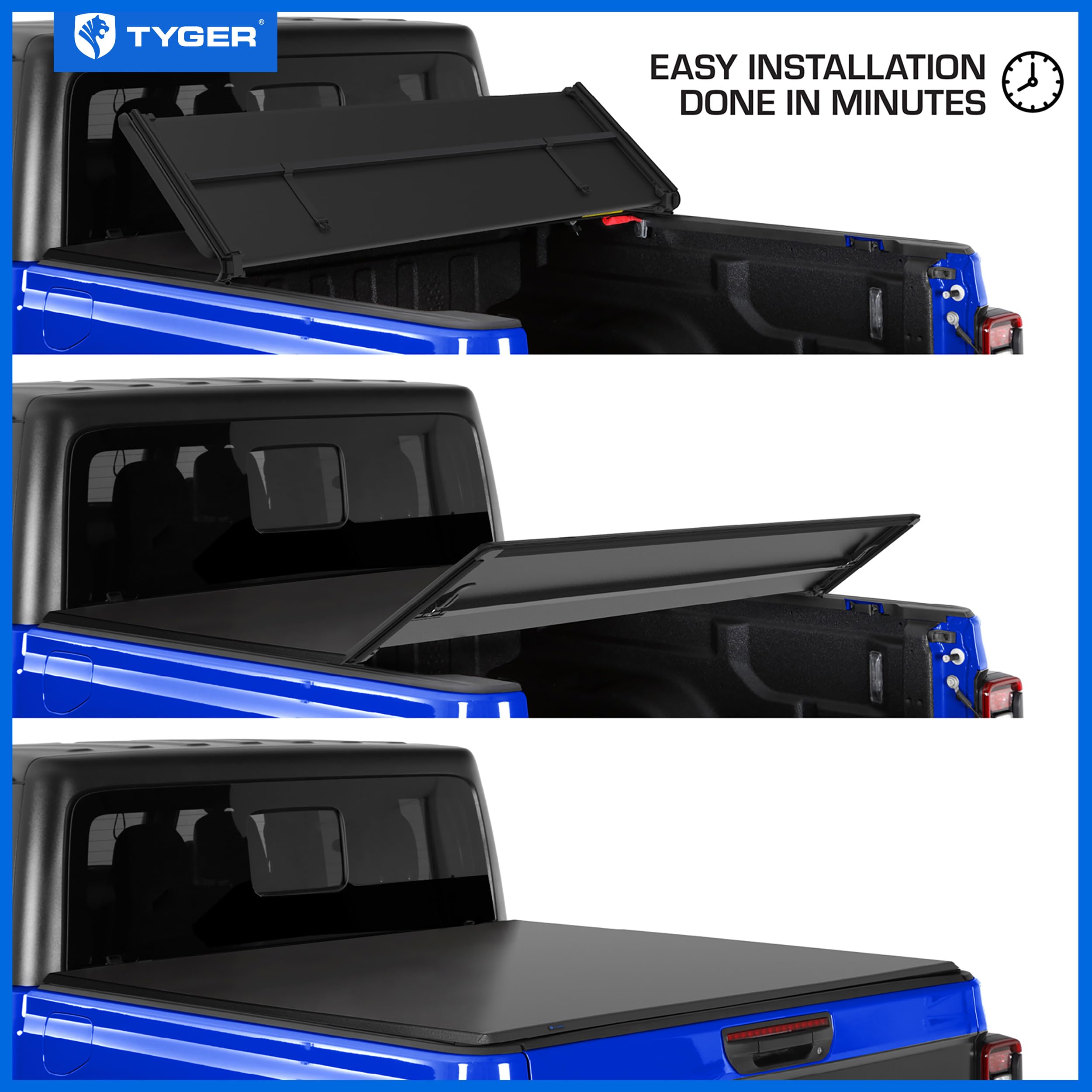 Tyger Auto T3 Truck Bed Soft Tri-fold Cover Compatible with 2020-2026 Jeep Gladiator JT | 5' (60") Bed | TG-BC3J1060