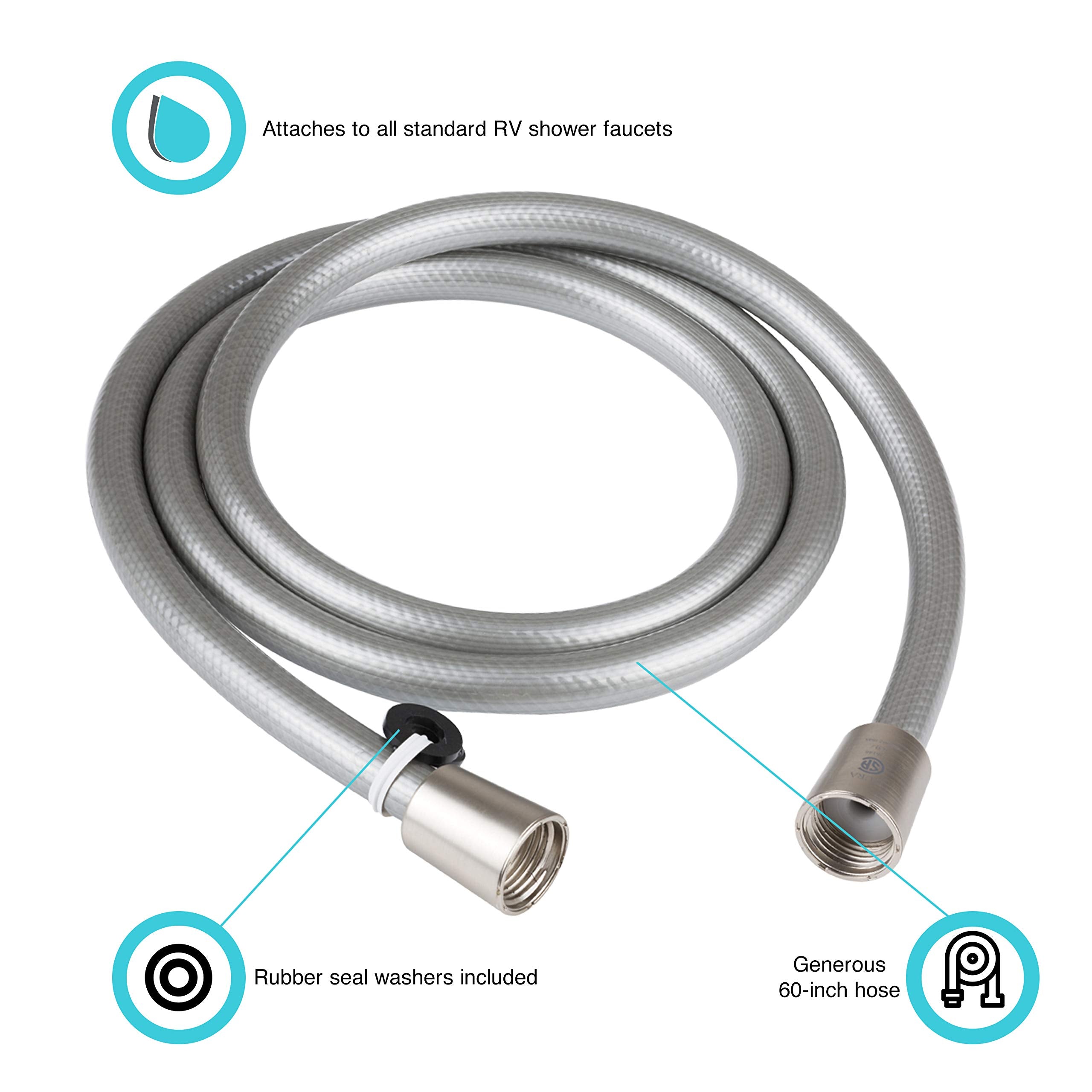 Dura Faucet RV DF-SA230-SN 60 inch Vinyl Shower Hose (Brushed Satin Nickel)
