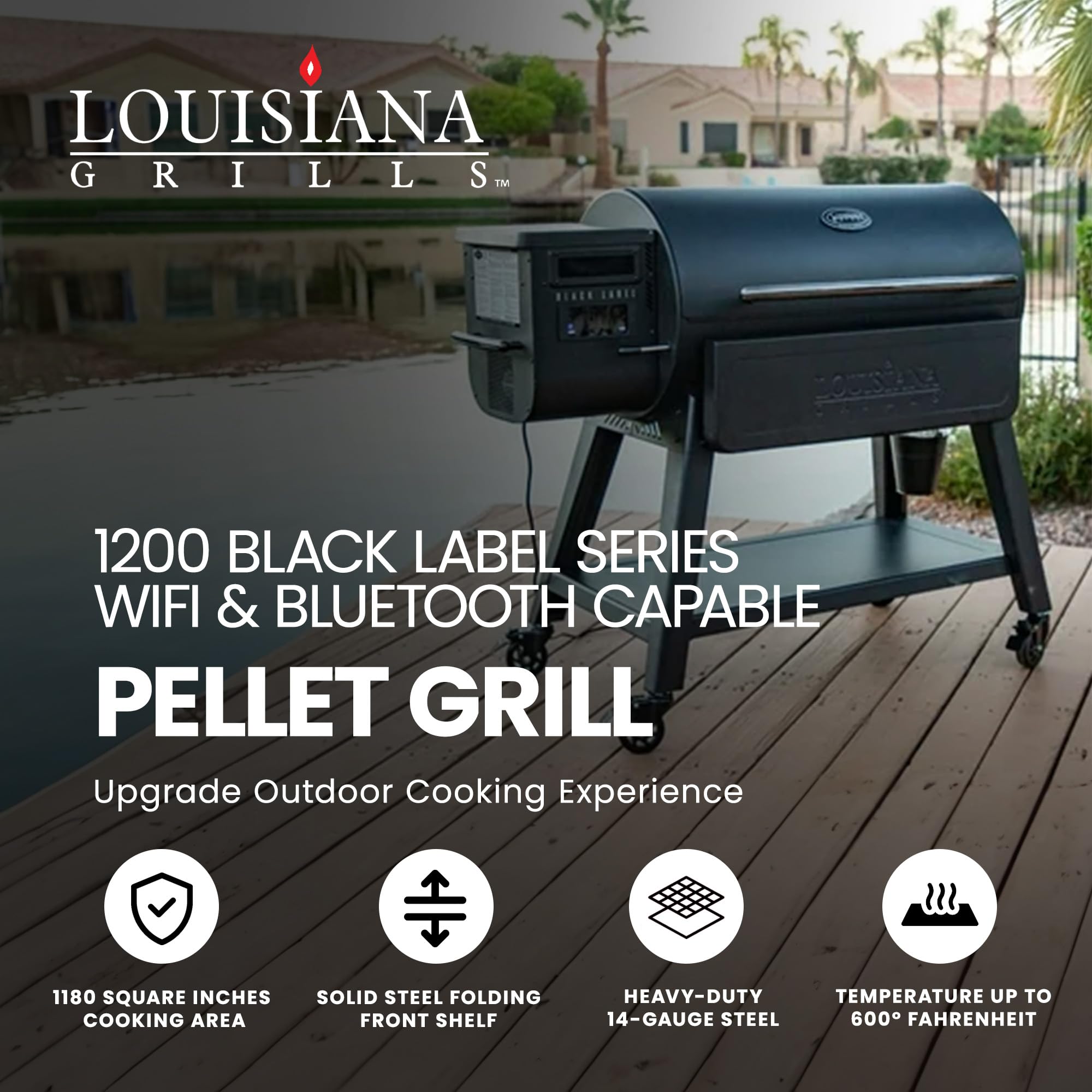 Black Label Louisiana Grills 1200 Pellet Grill with WiFi Control in Black 10640