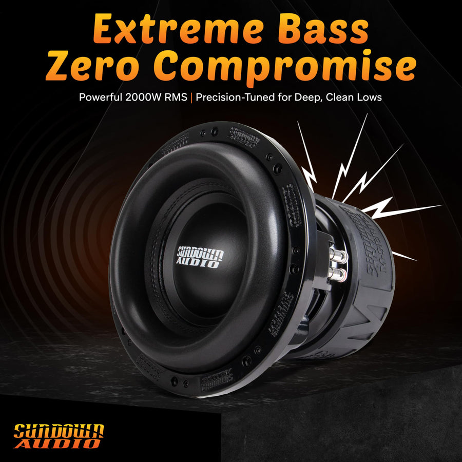 10" Sundown Audio M-10 D1 Car Subwoofer – 2000W RMS/4000W Peak, Dual 1-Ohm, 3" Aluminum VC, 35mm Xmax, Mega-Roll Surround, Low-Distortion Bass for Pro Systems