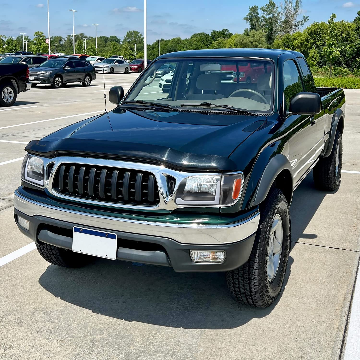 Black LED Tube Headlights + Corner Lights Spec-D Tuning Compatible with 2001-2004 Toyota Tacoma, Left + Right Pair Headlamp Assembly