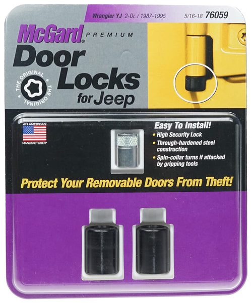 Jeep Wrangler YJ Door Locks McGard 76059 Black (Set of 2), 2 Locks / 1 Key