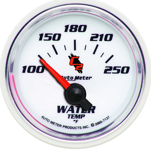 Auto Meter 2-1/16" C2 100-250 F Short Sweep Electric Water Temperature Gauge