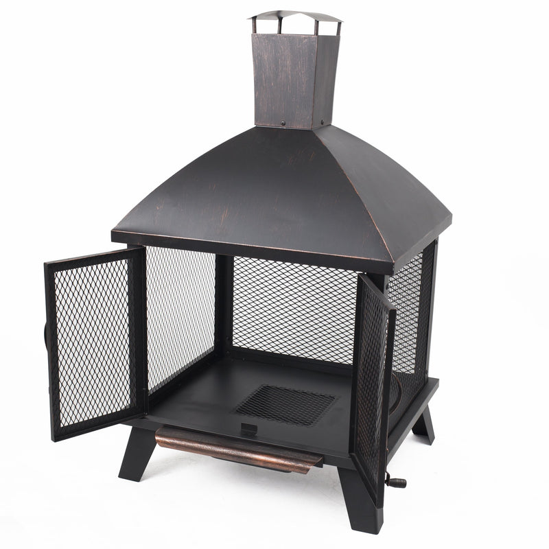 GHP Group Pleasant Hearth OFW577HC Stratford House Wood Burning Fire Pit