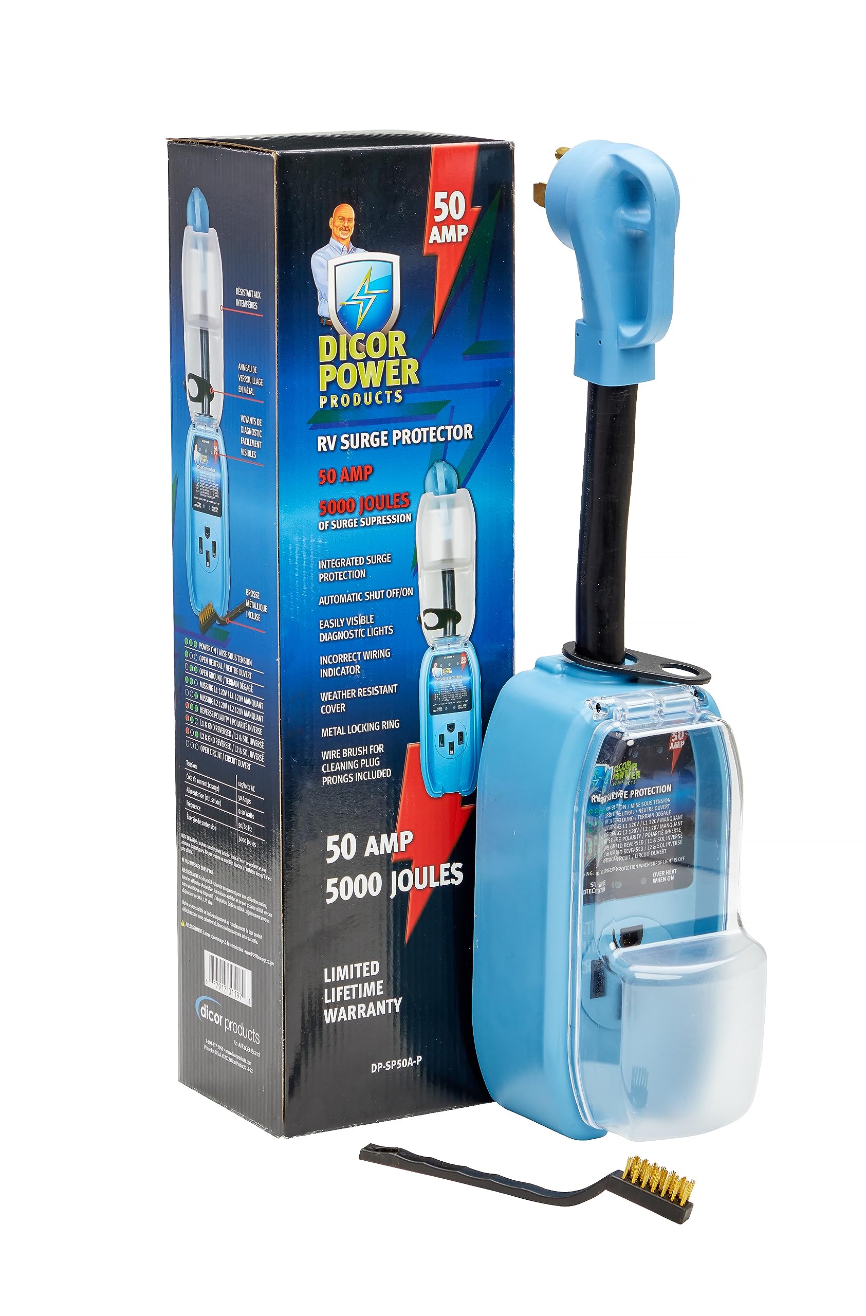 Dicor 50 Amp DP-SP50A-P Pigtail RV Surge Protector for Enhanced Electrical Safety and Protection of Your RV