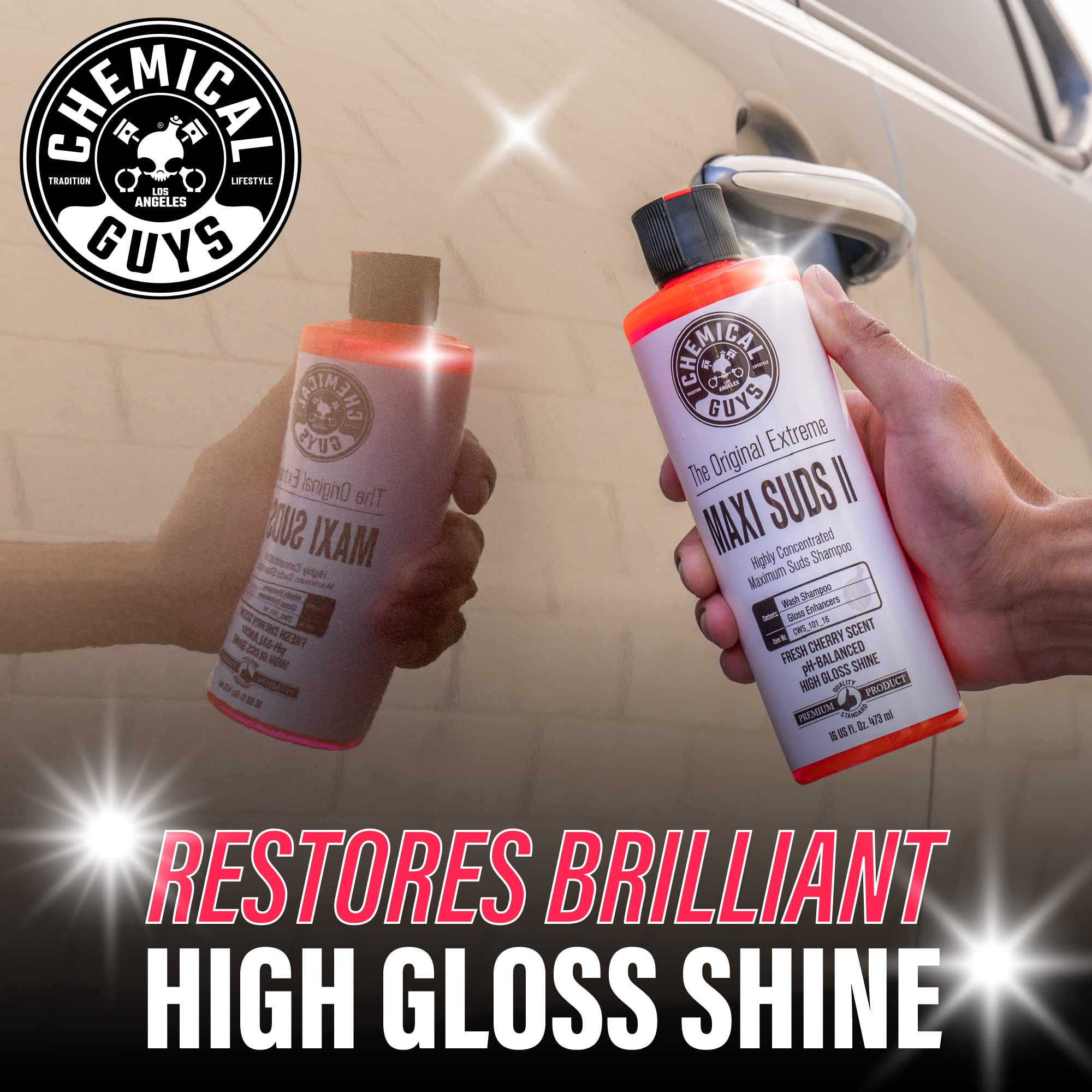 Maxi-Suds II Chemical Guys CWS_101_16 Foaming Car Wash Soap (Works with Foam Cannons, Foam Guns or Bucket Washes) Safe for Cars, Trucks, Motorcycles, RVs & More, 16 fl oz, Cherry Scent