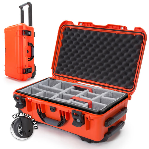Hard Case NANUK 935 with Padded Divider – Waterproof Equipment Case with Wheels, 22” x 14” x 9” – Dustproof and Impact Resistant, Airline Carry-On Approved – Orange