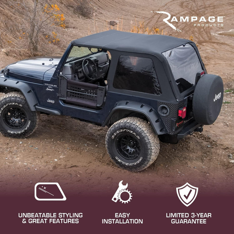 Rampage Frameless Trail Top RAMPAGE PRODUCTS | Vinyl, Spice Denim Color with Tinted Windows | 109517 | Fits 1997 - 2006 Jeep Wrangler TJ