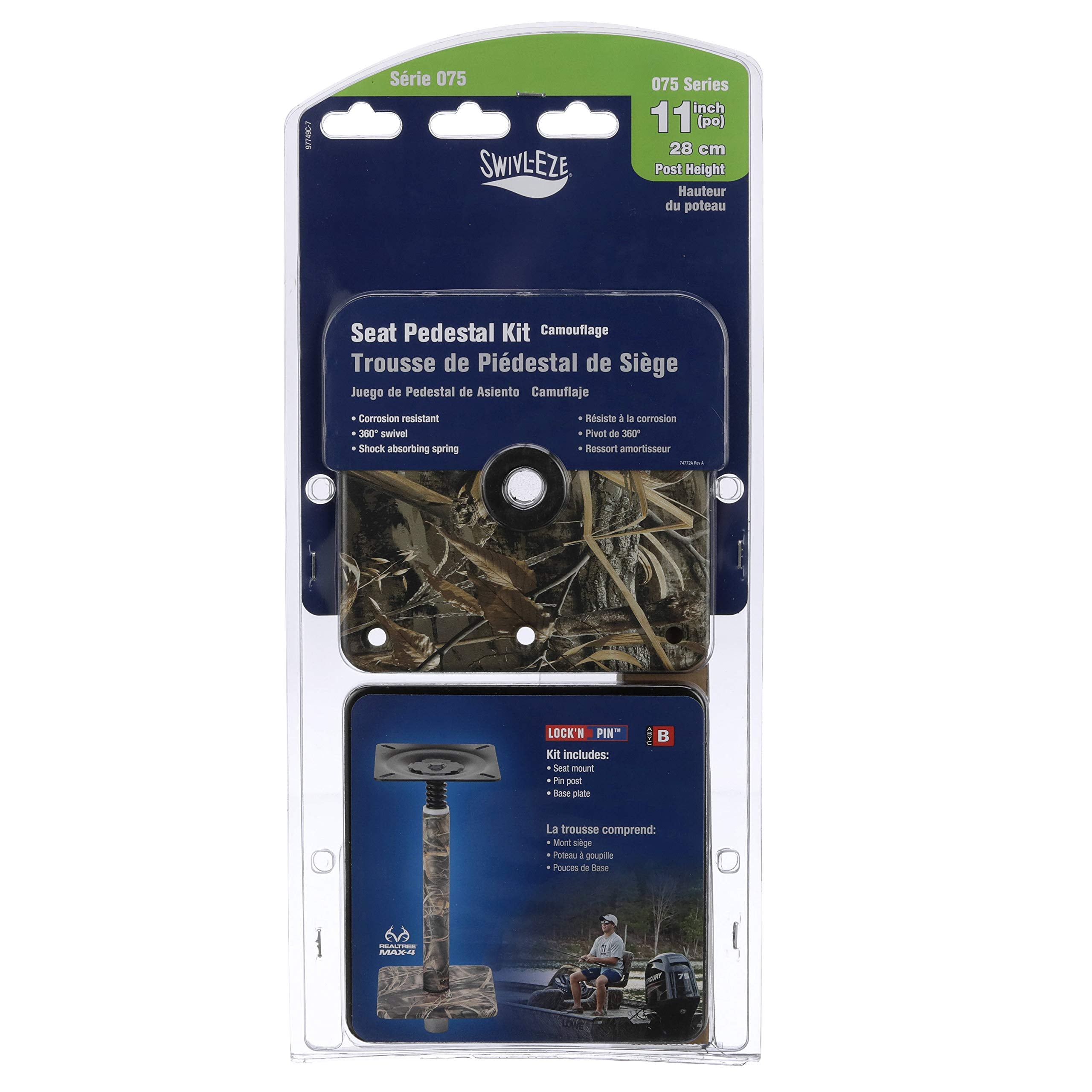 Swivl-Eze Lock’N-Pin ¾-Inch Pedestal Package Attwood, Camouflage Finish, 11 Inches Tall, 7-Inch x 7-Inch Base Plate