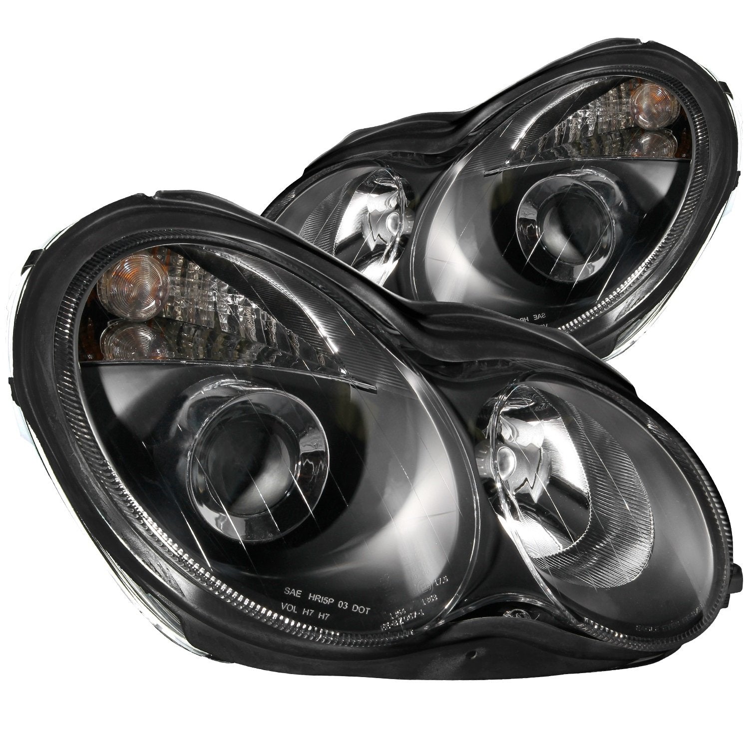 Mercedes-Benz Anzo USA 121079 Projector Black Headlight Assembly - (Sold in Pairs)