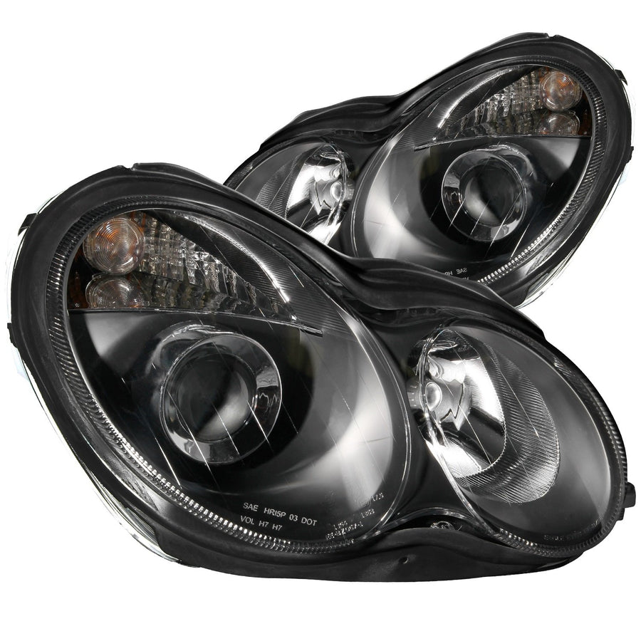 Mercedes-Benz Anzo USA 121079 Projector Black Headlight Assembly - (Sold in Pairs)
