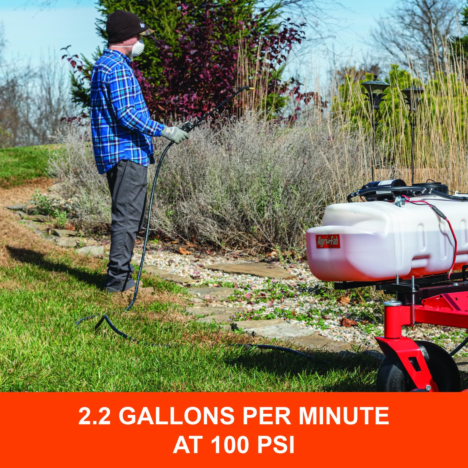 Zero Turn Agri-Fab 45-0628 Riding Lawn Mower Sprayer with Boom and Spray Wand 15 - Gallon Capacity Tank, 2.2 GPM, 100 PSI Sprayer Pump, Universal Design fits Many Zero Turn Brands
