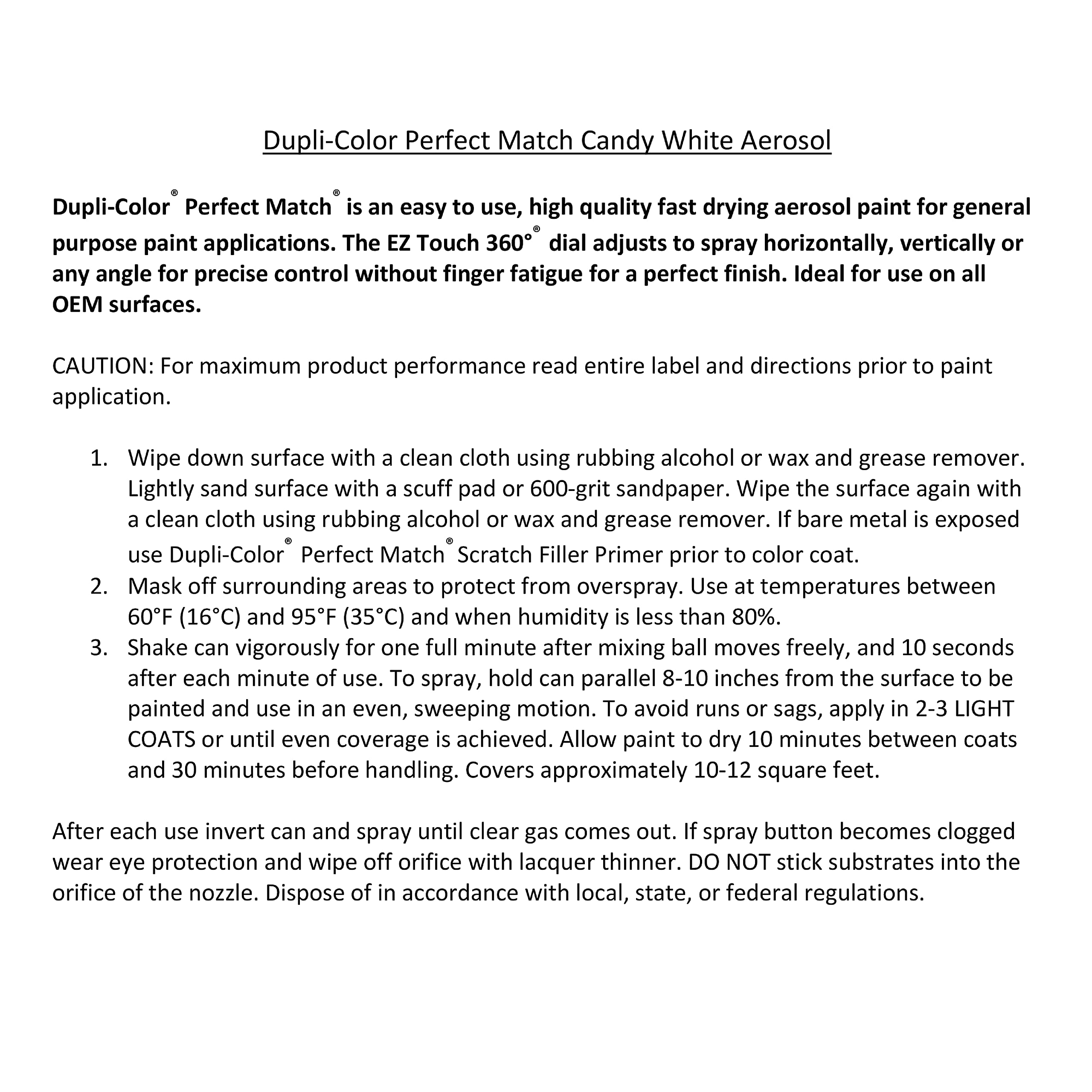 Volkswagen Candy White Dupli-Color EBVW20417 Perfect Match Automotive Spray Paint - 8 oz. Aerosol Can, LB9A