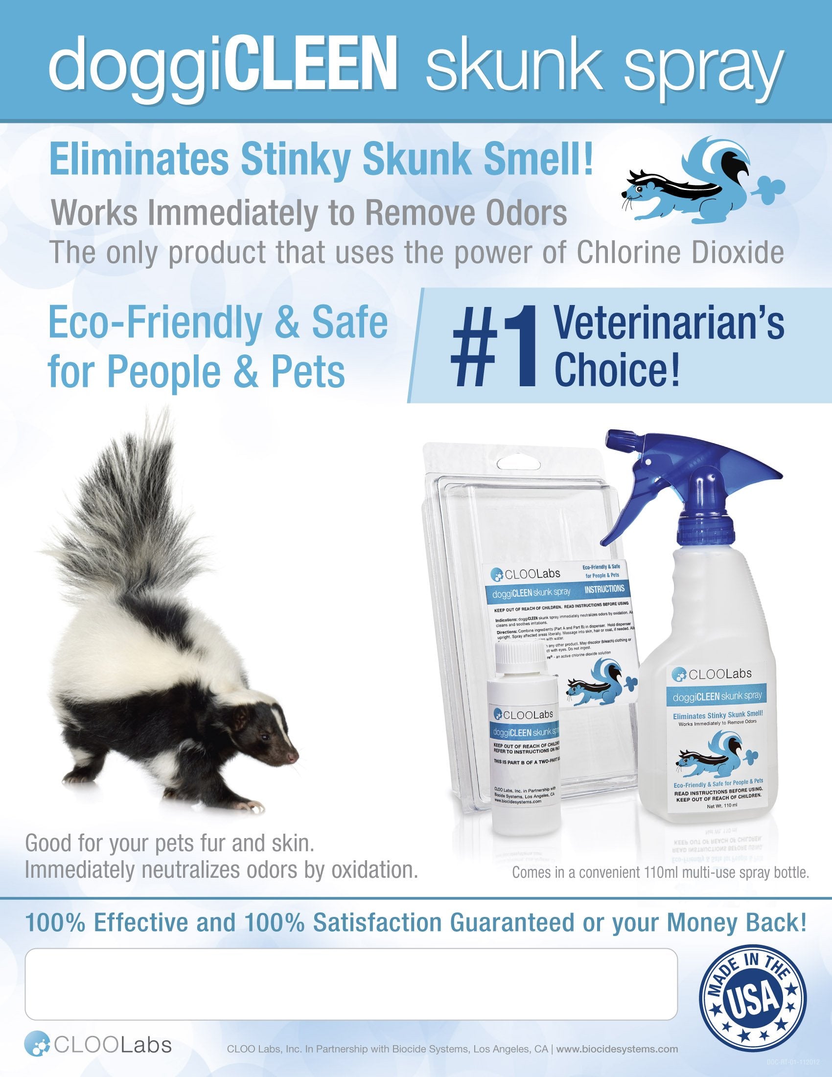 DoggiCLEEN Biocide Systems 3268 Skunk/Animal Odor Eliminator Spray - 8 oz.