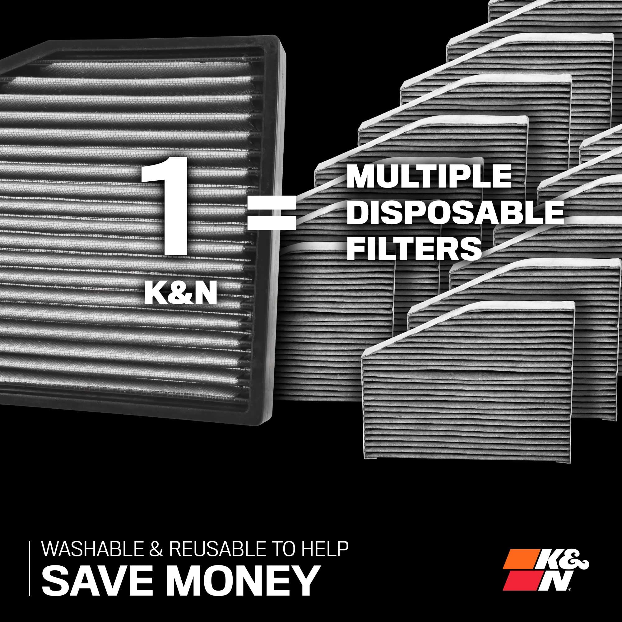 Cabin Air Filter K&N LIFETIME: Premium, Washable, Clean Air for your Cabin: Compatible with 2001-2018 Hyundai/Kia: (See Product Description for Select Models) VF2007