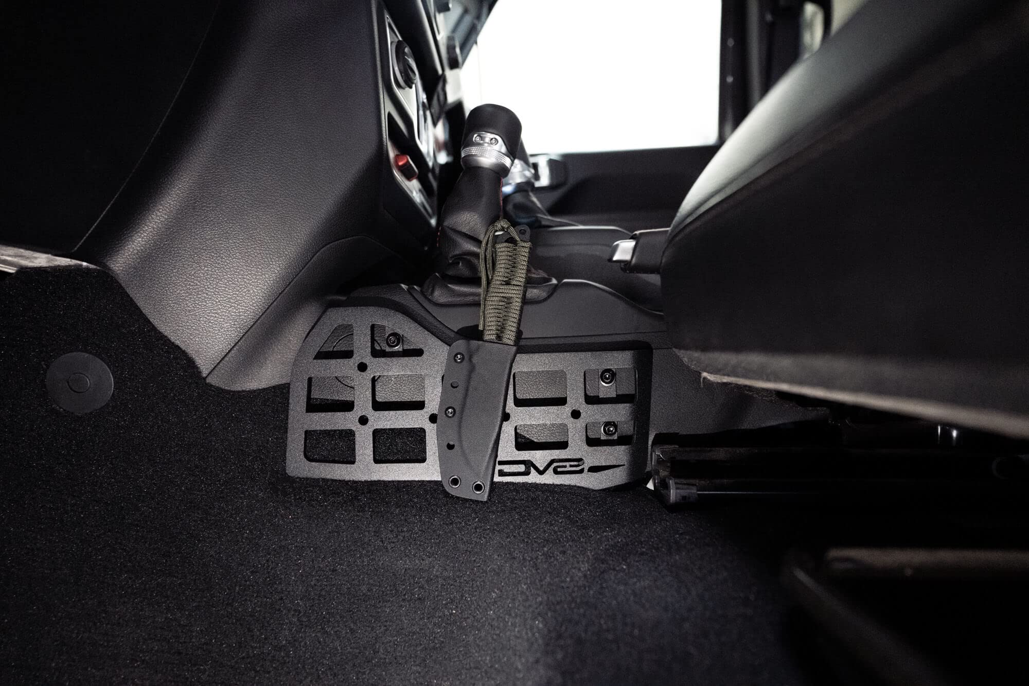 Molle Panels Center Console for 2018-2024 Jeep Wrangler & 2020-2024 Jeep Gladiator | Mount for Pouches, Med-Kits, Tools, Holsters & Other Accessories | Automatic & Manual Transmissions | DV8 Offroad