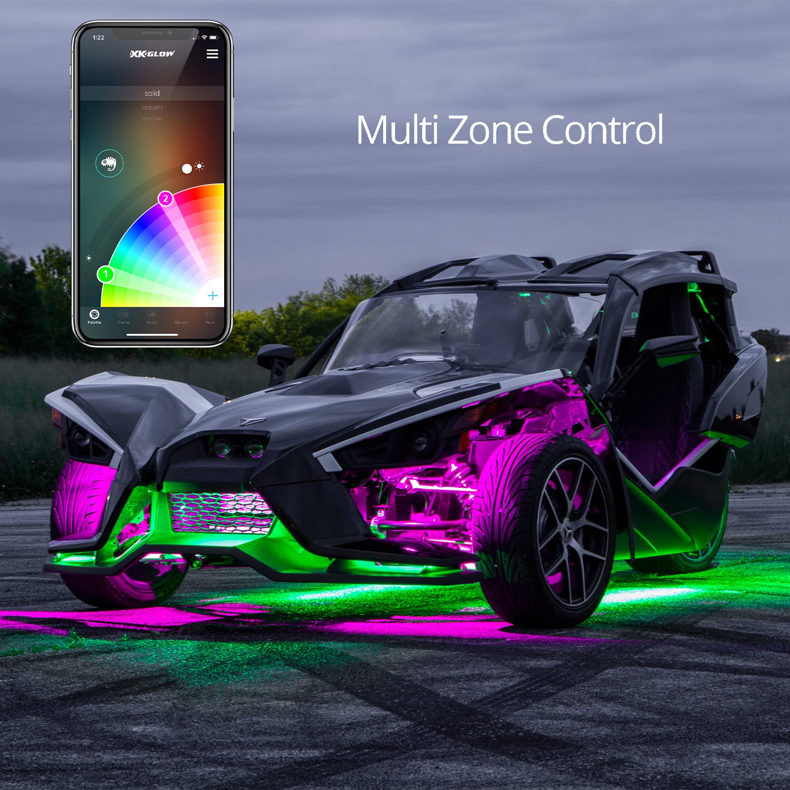 XKGLOW XK-Sling-ADV LED Underglow Light Kit for Slingshot Polaris | XKCHROME Smartphone App Controll