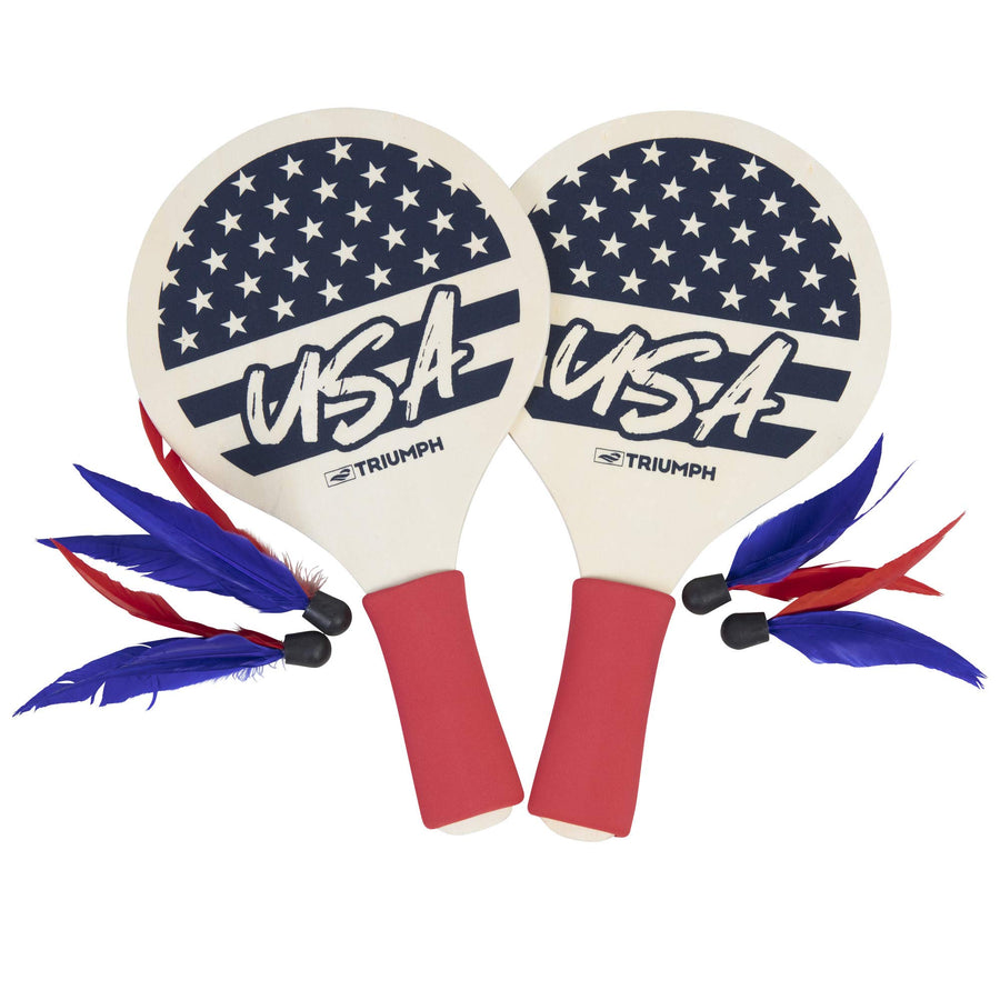 Triumph Sports Rally Patriotic Birdie Set, A New Kind of Paddle Ball Perfect for Parties and Outdoor Events, Includes Two Types of Birdies and Two Paddles, Multi