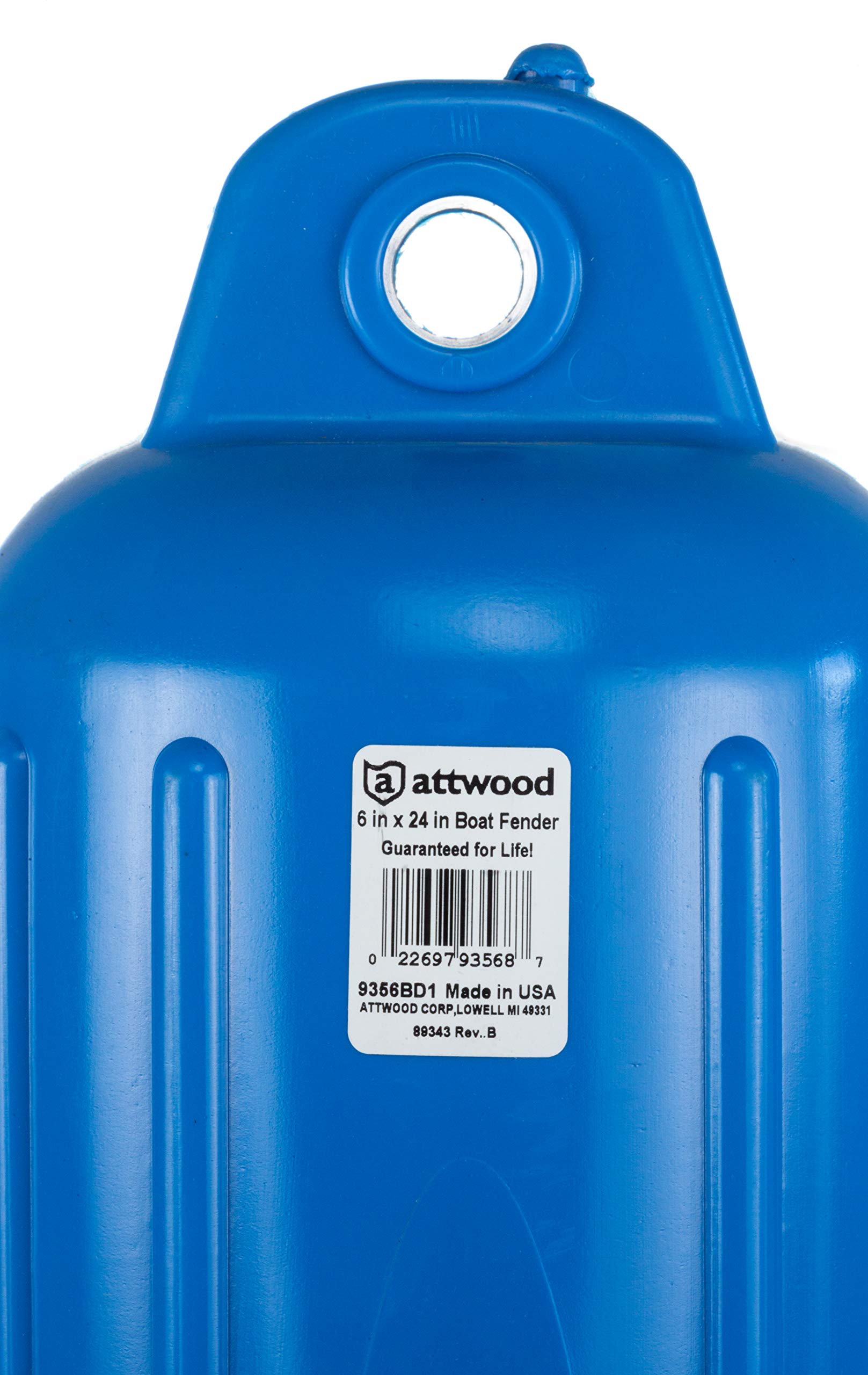 Softside Attwood UV-Resistant Marine Oval Boat Fender, Blue, 6-Inch x 24-Inch, One Size