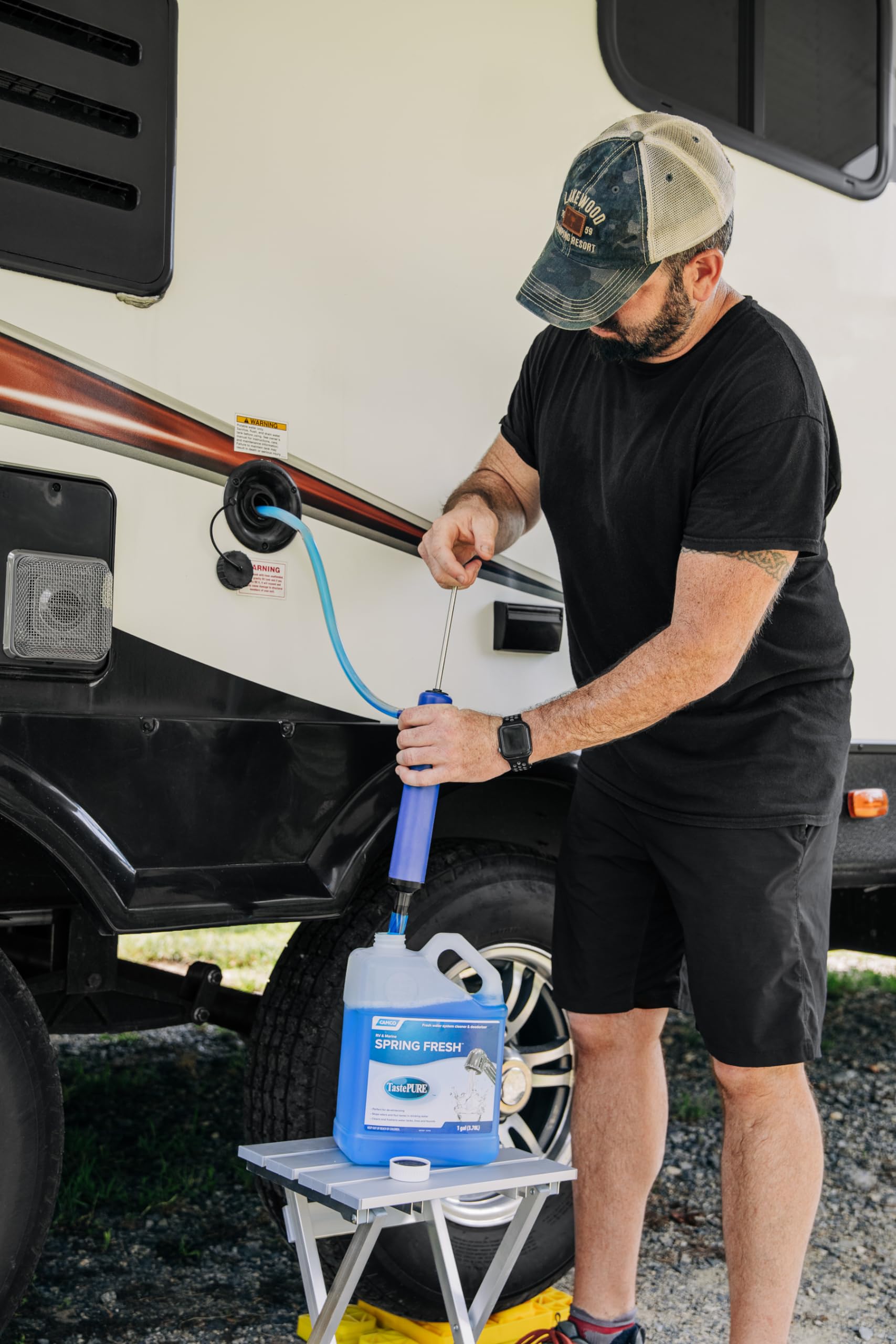 Camco Spring Fresh TastePURE Water System Cleaner and Deodorizer for RV and Marine | Cleans and Freshens Water Lines | Great for Dewinterizing - 1 Gallon (40207)