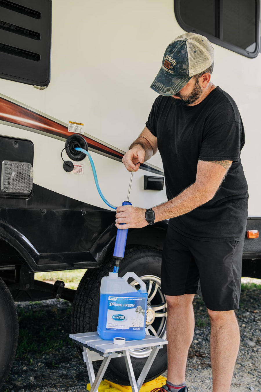 Camco Spring Fresh TastePURE Water System Cleaner and Deodorizer for RV and Marine | Cleans and Freshens Water Lines | Great for Dewinterizing - 1 Gallon (40207)