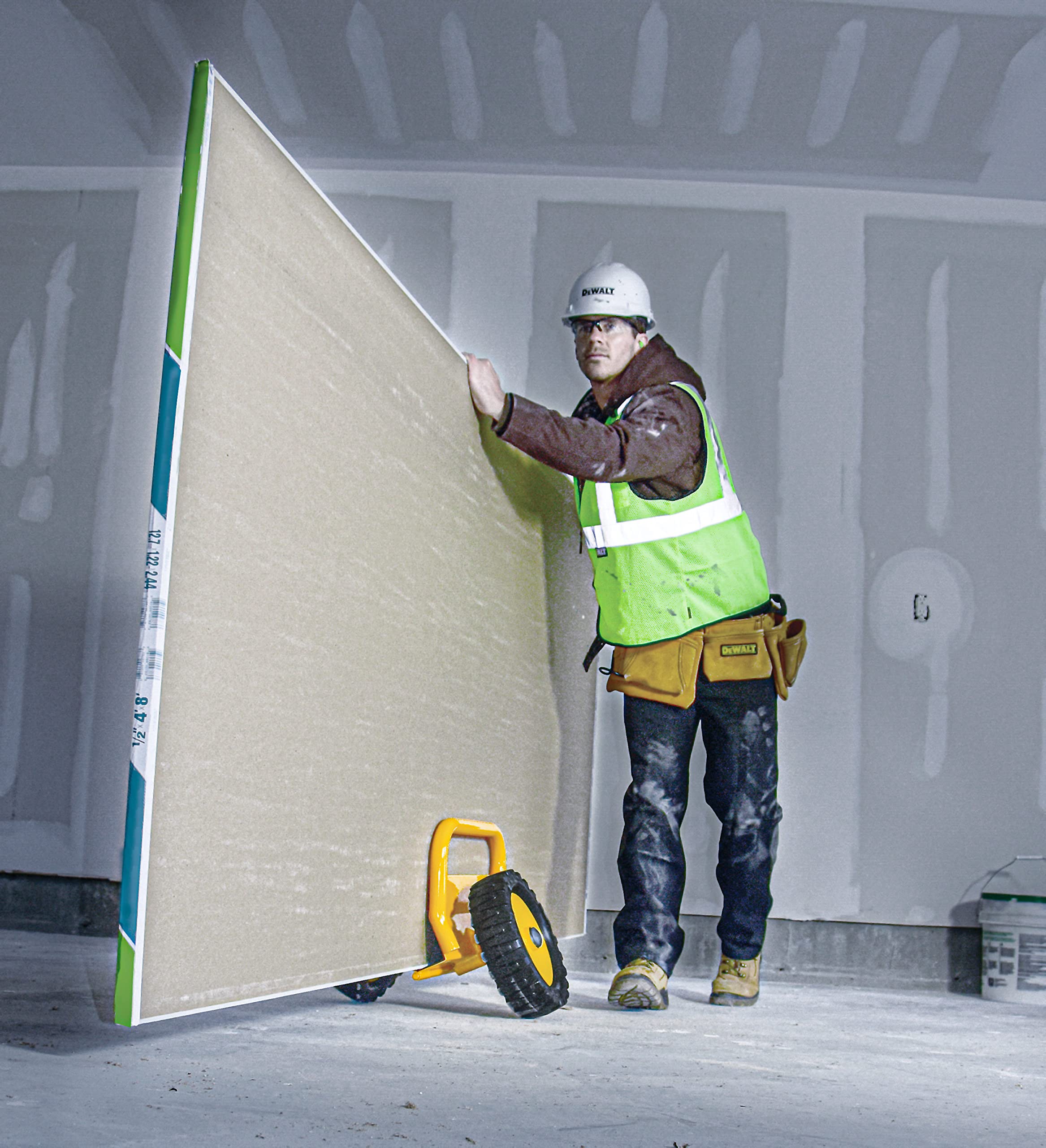 Dewalt Panel Mover Door Dolly, 1,200-Pound Weight Capacity, up to 3.13-Inches Width Capacity, 12-Inch No-Flat Wheels, Move Sheetrock, Plywood, OSB, Doors and More (DXWT-PS200)