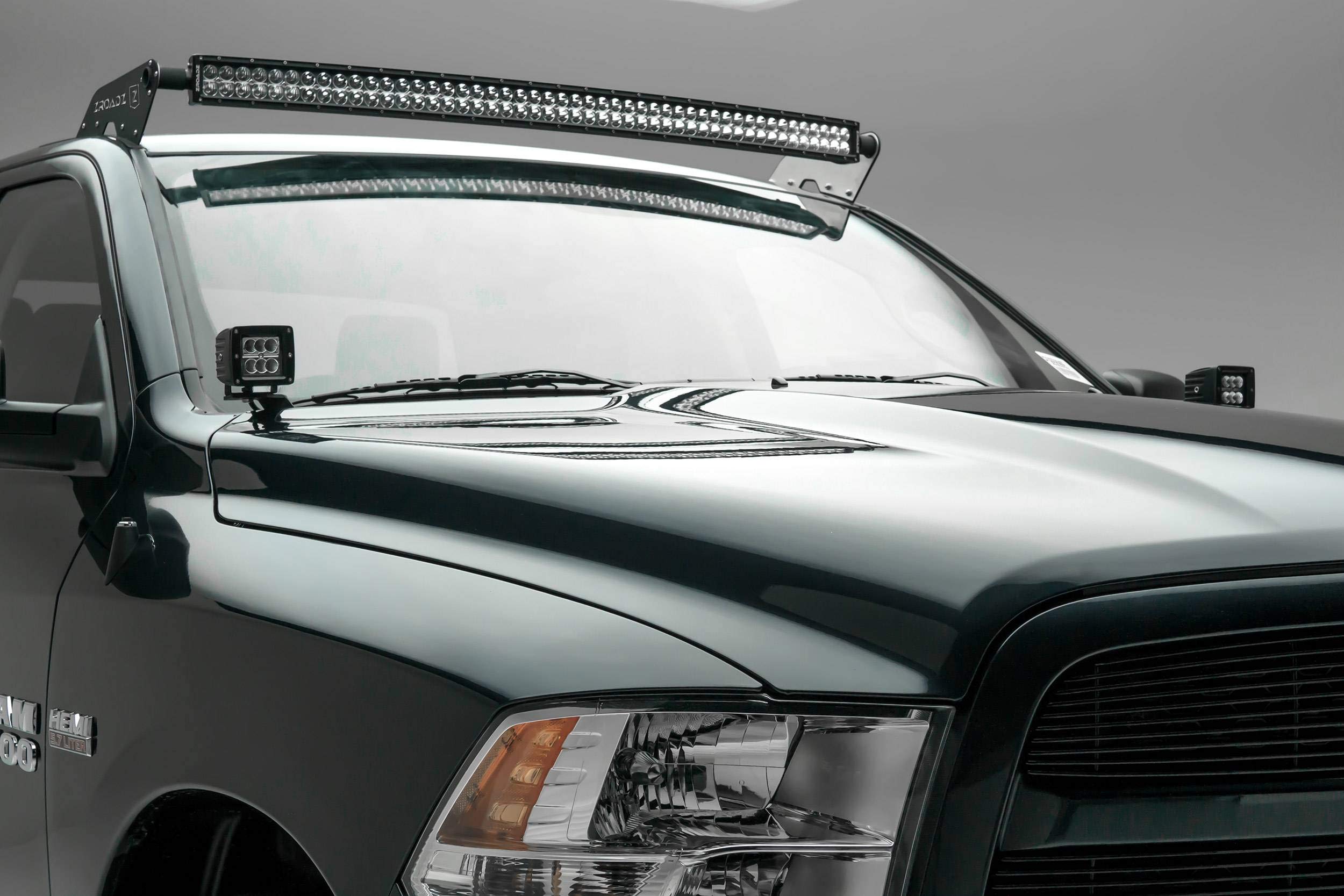 ZROADZ LED Mounting Bracket Front Roof - Compatible w/ 2009-2018 Dodge Ram - to Mount (1) 50 Inch ZROADZ or similar style Curved LED Light Bar (Not Included) - PN #Z334521