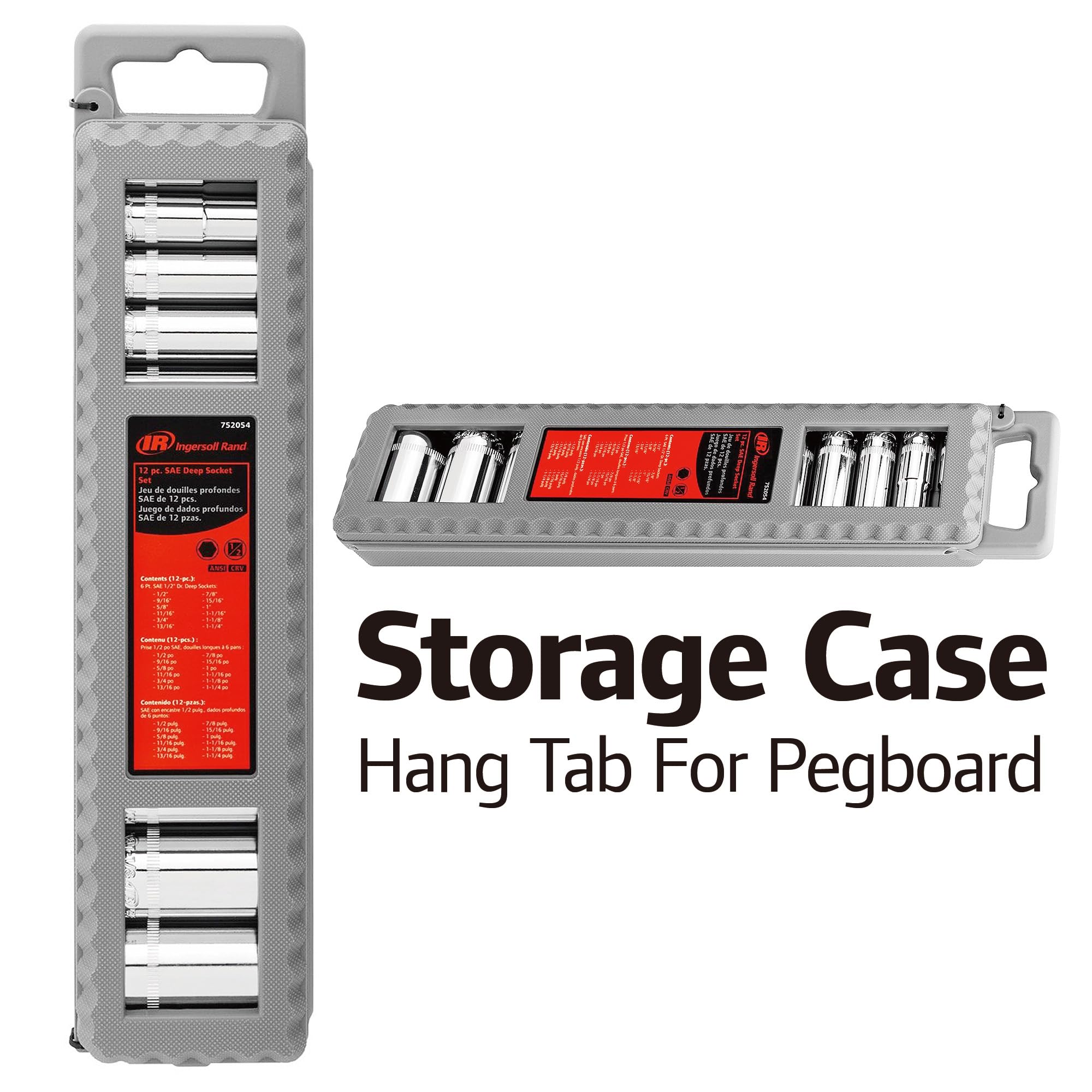 12 Pc. Ingersoll Rand 1/2 in. Drive Deep Socket Set - SAE 6 Pt.- 752054